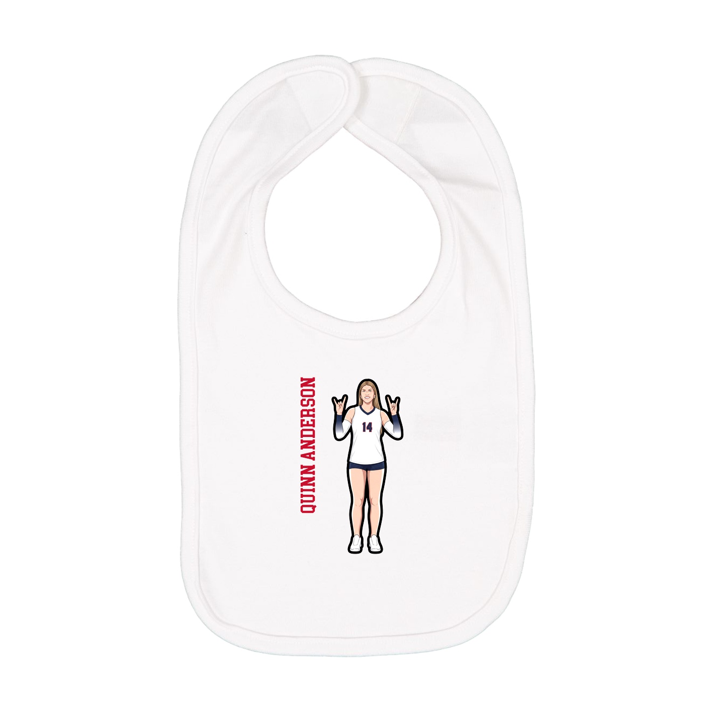 Infant Bib — Name Vertical in White