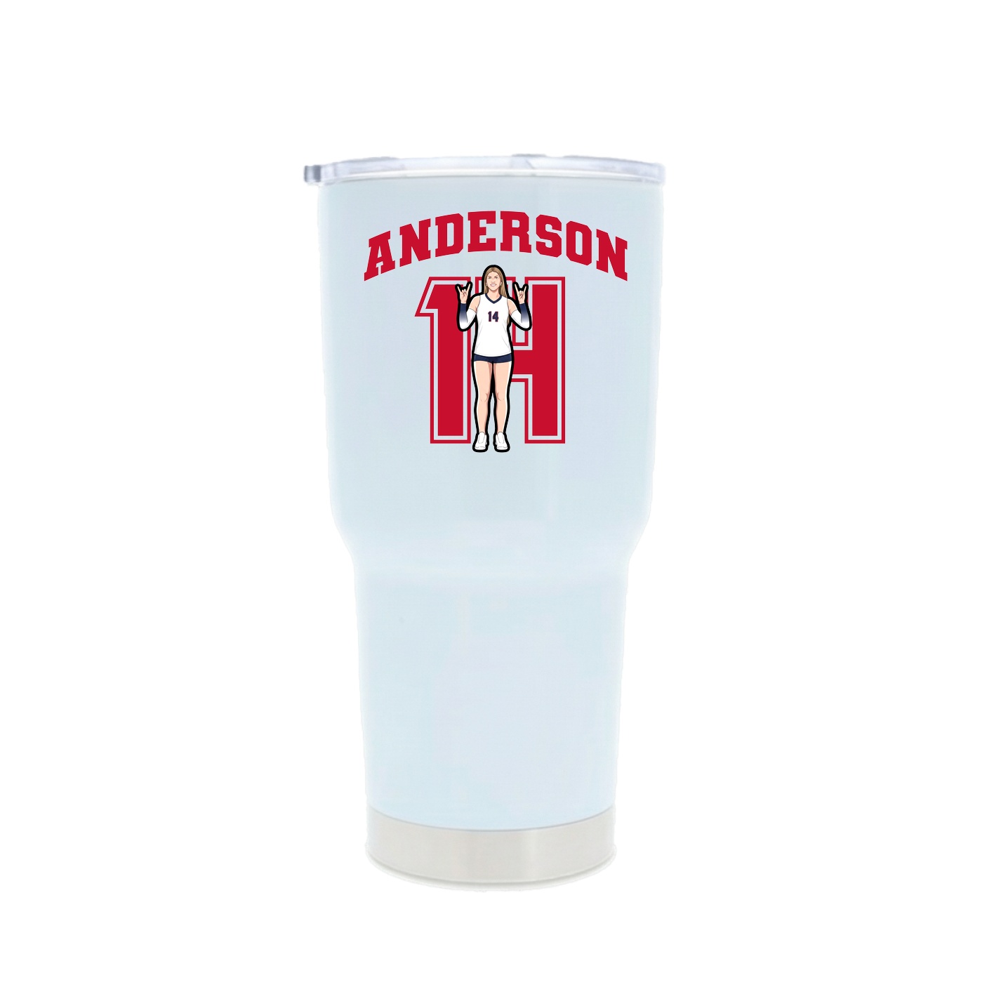 30oz Stainless Steel Tumbler — Number in White
