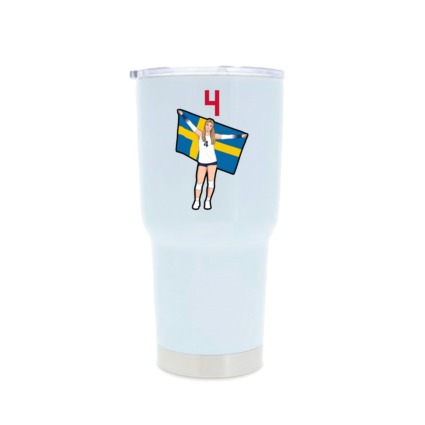 30oz Stainless Steel Tumbler — Number Top in White