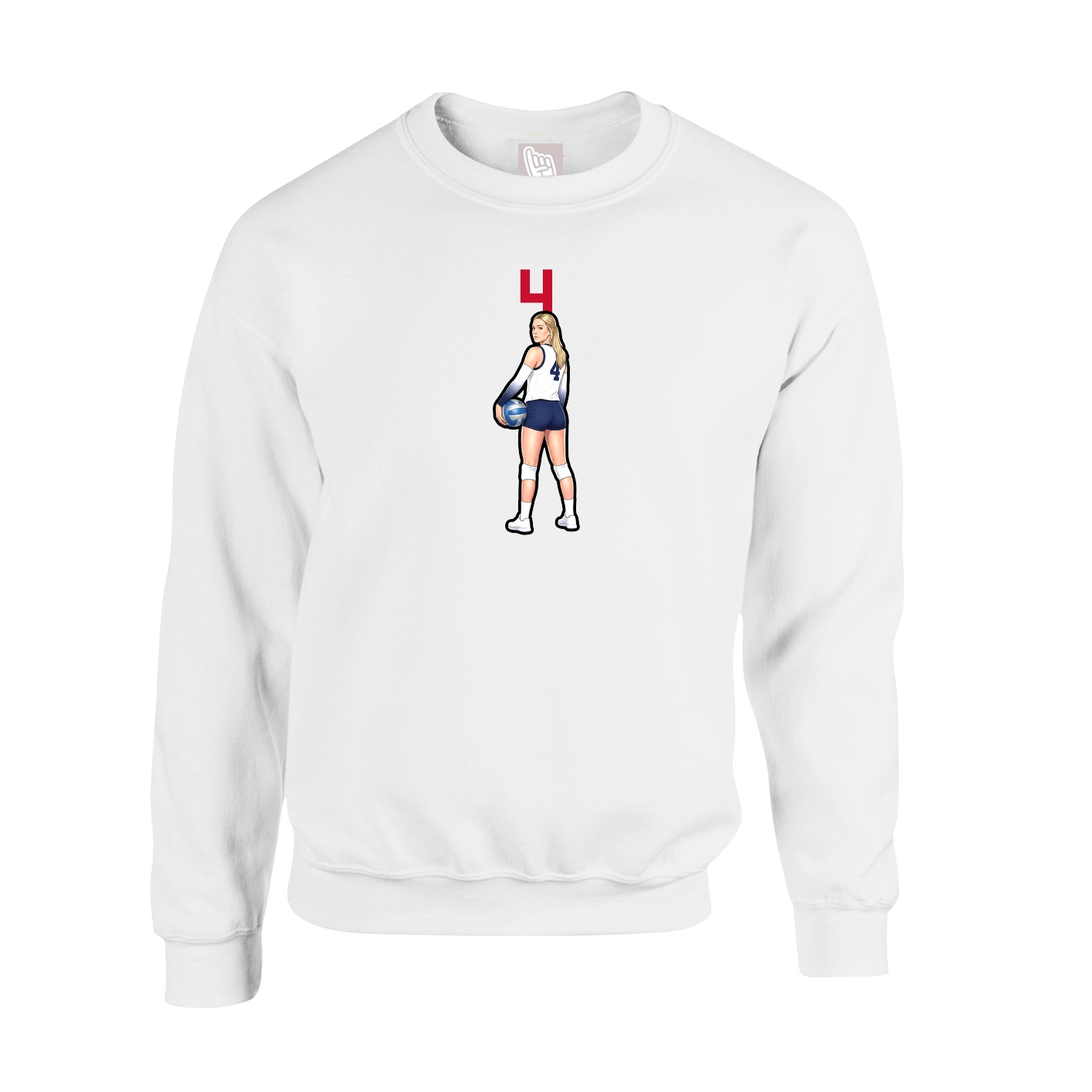 Fleece Crew — Number Top in White