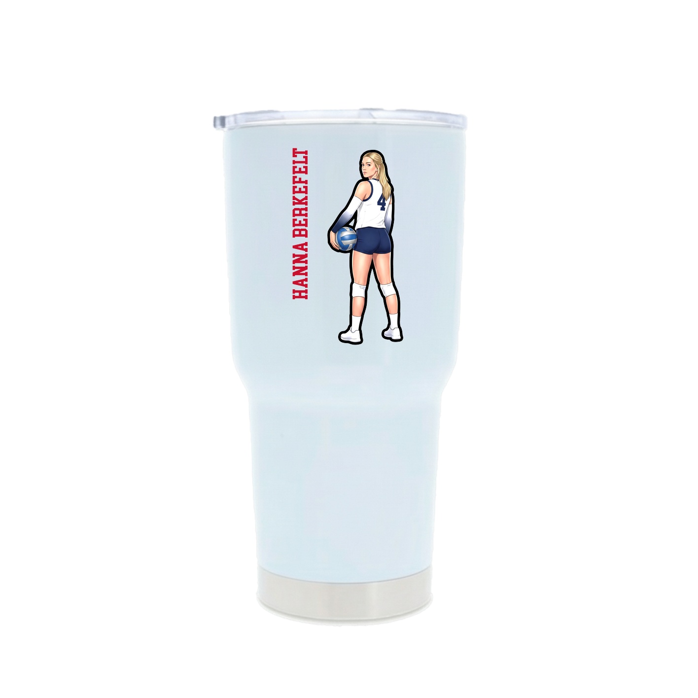 30oz Stainless Steel Tumbler — Name Vertical in White