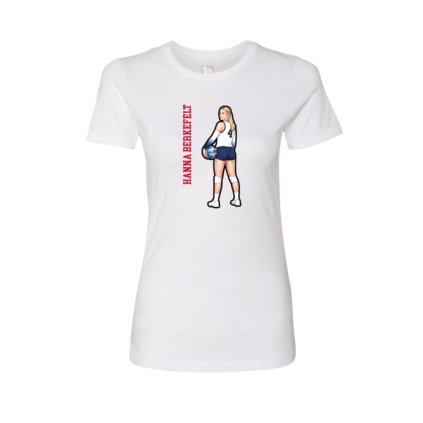 Fitted Women's Tee — Name Vertical in White