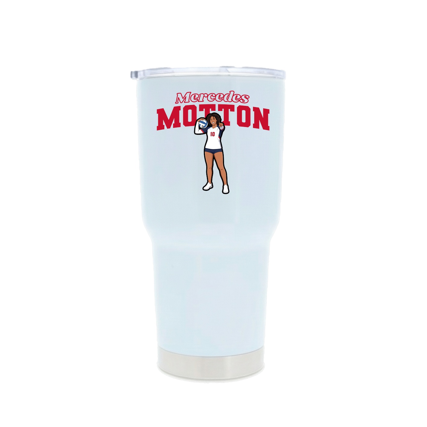 30oz Stainless Steel Tumbler — Name Arch in White