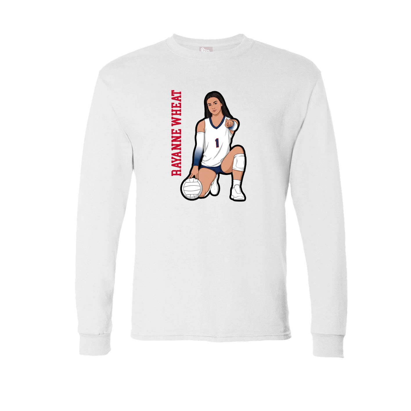 Long Sleeve Tee — Name Vertical in White