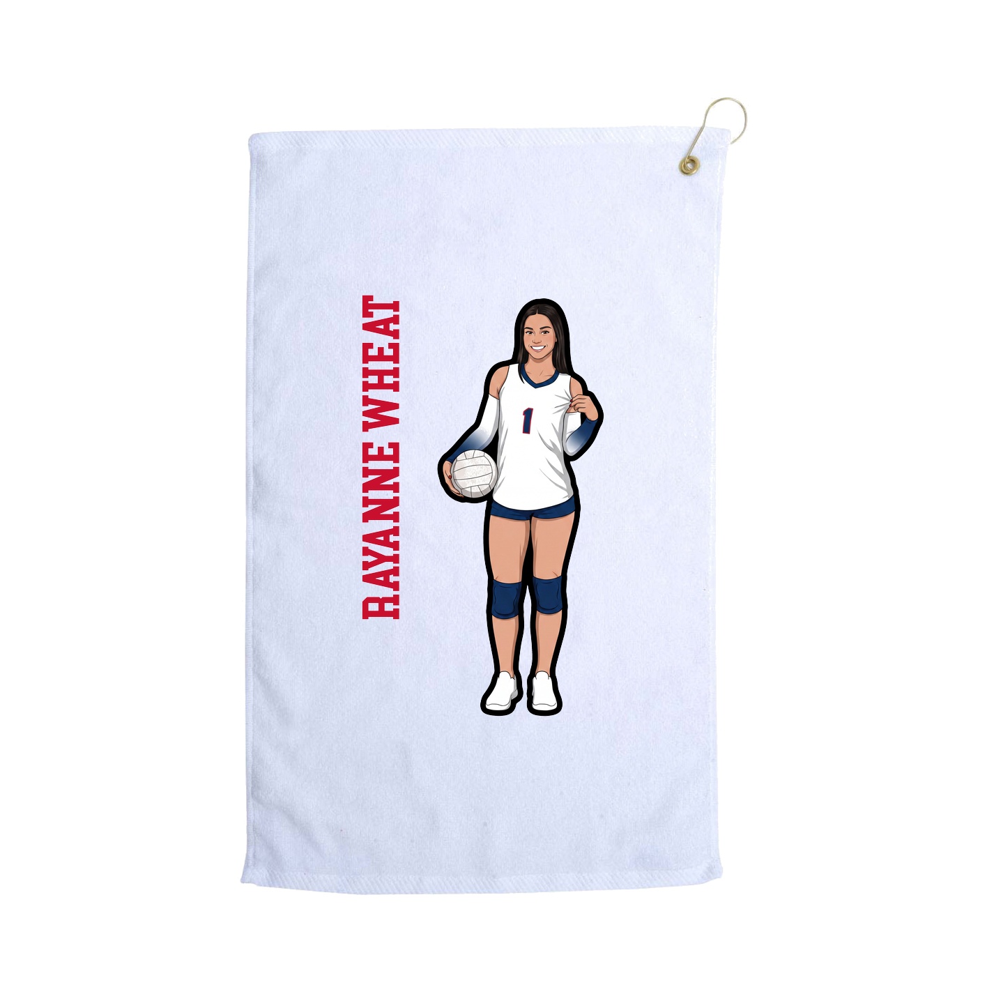 Golf Towel — Name Vertical in White