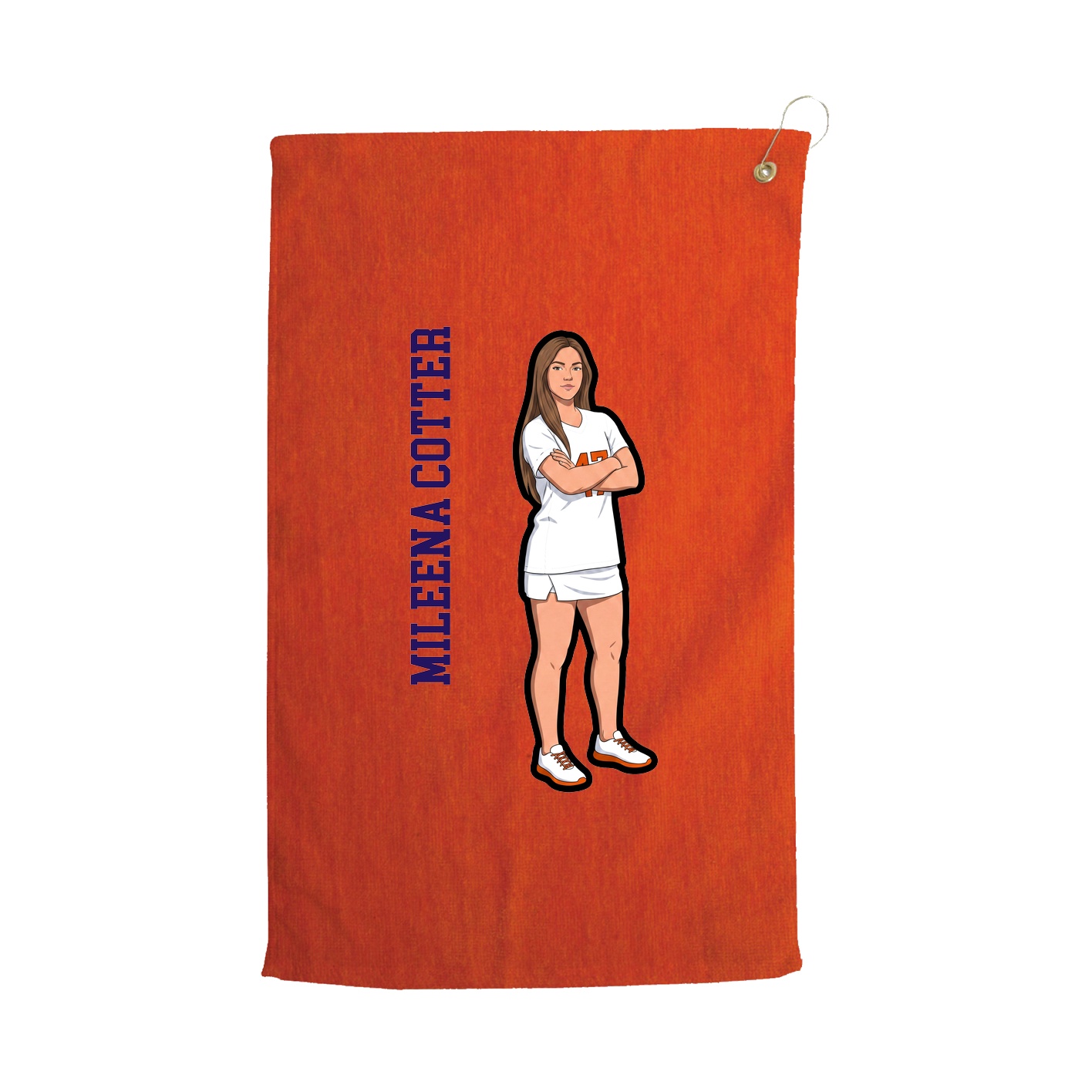Golf Towel — Name Vertical in Orange
