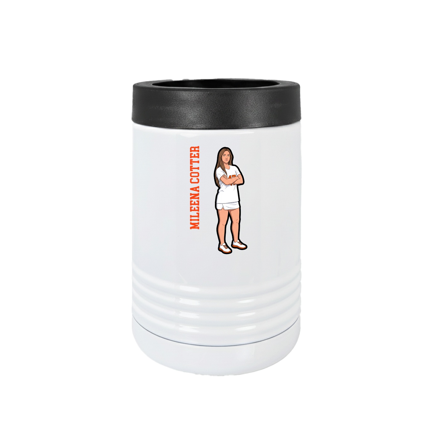 Beverage Holder — Name Vertical in White