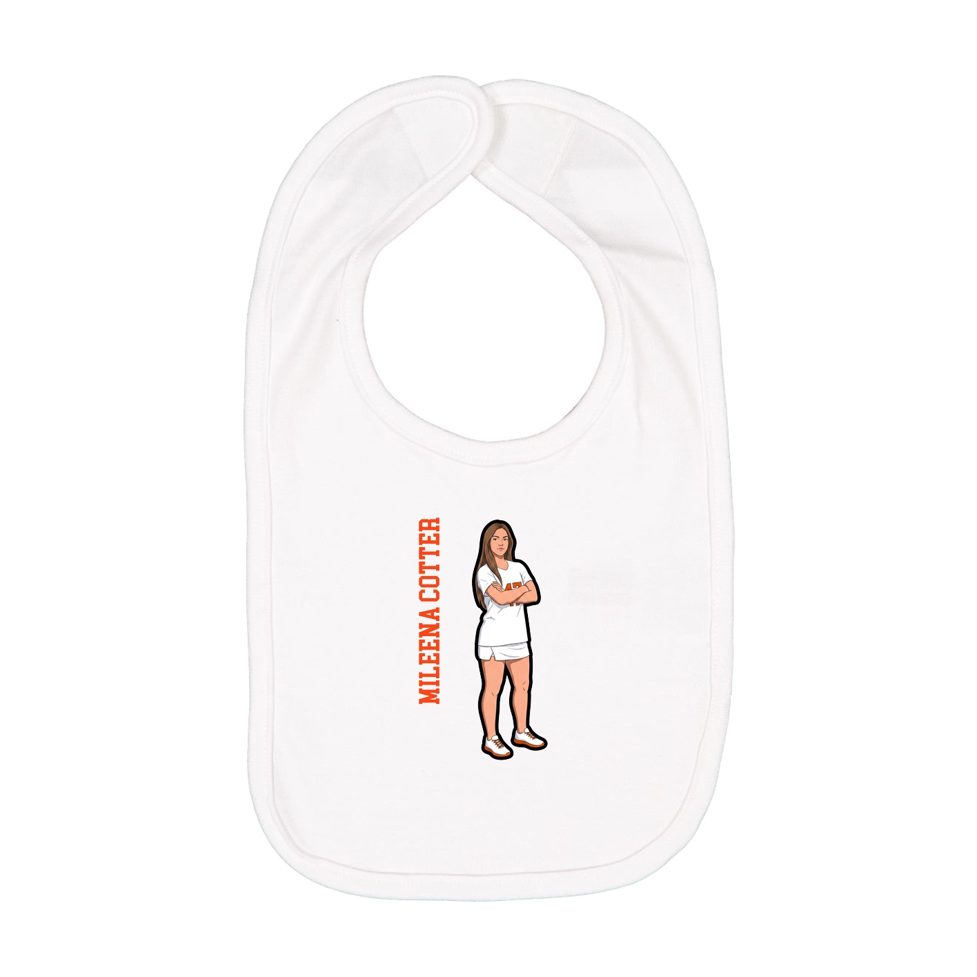 Infant Bib — Name Vertical in White