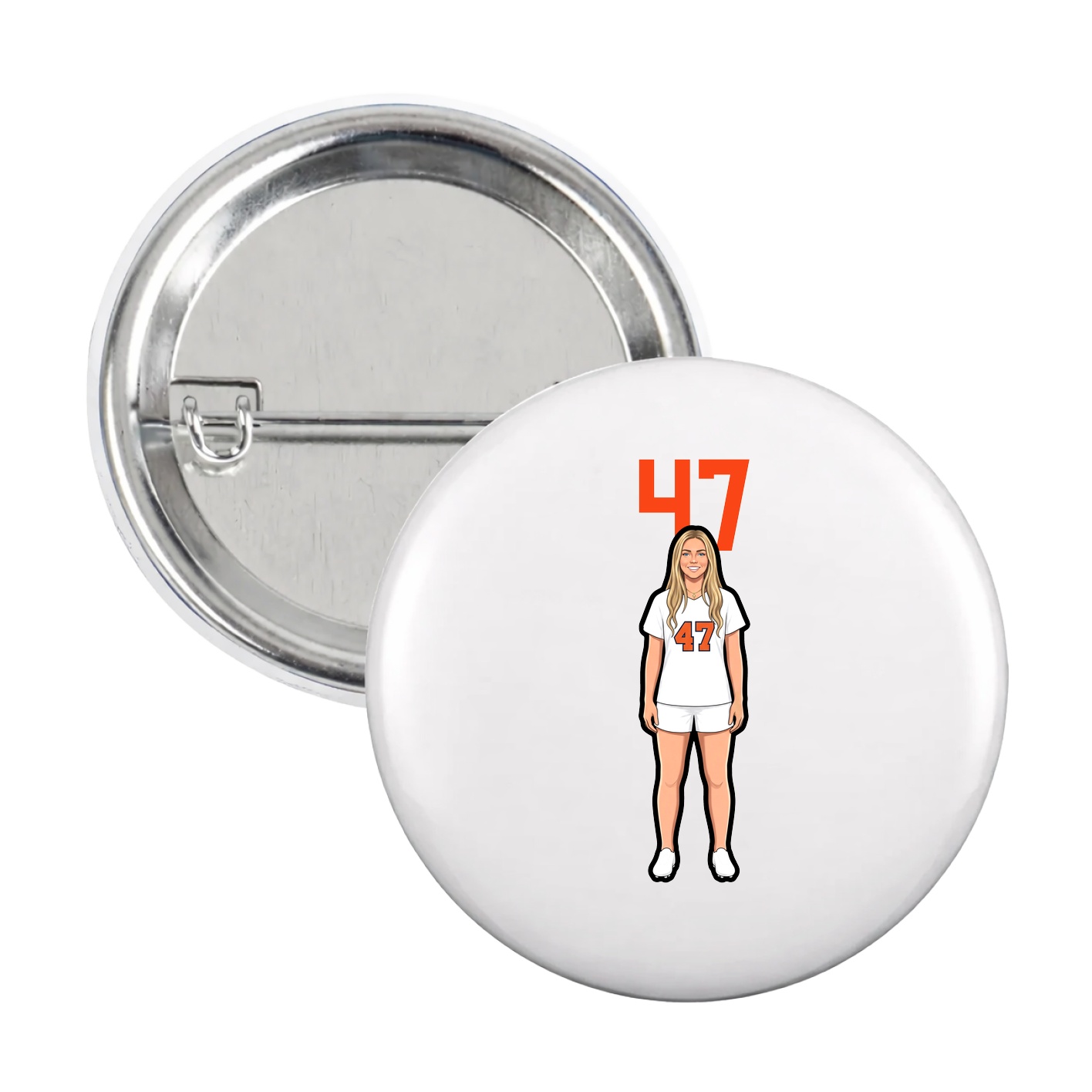 Game Day Button — Number Top in White