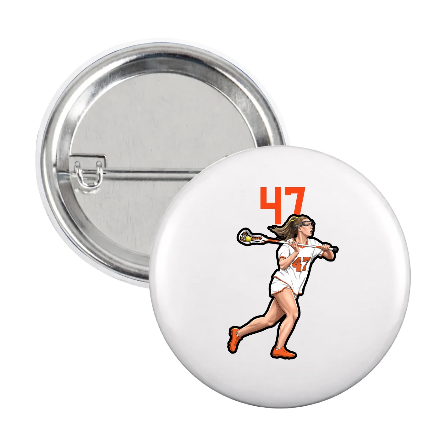 Game Day Button — Number Top in White