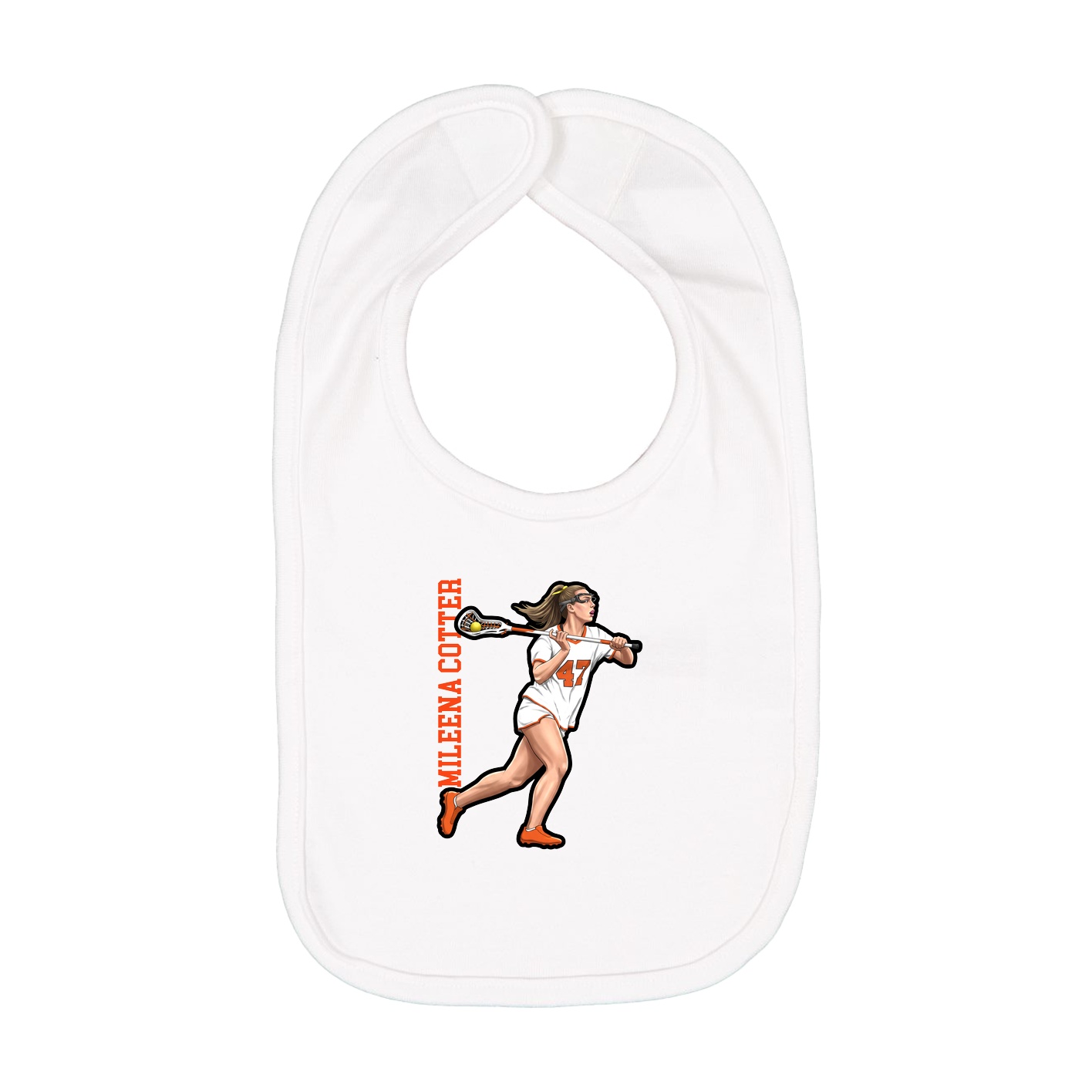 Infant Bib — Name Vertical in White