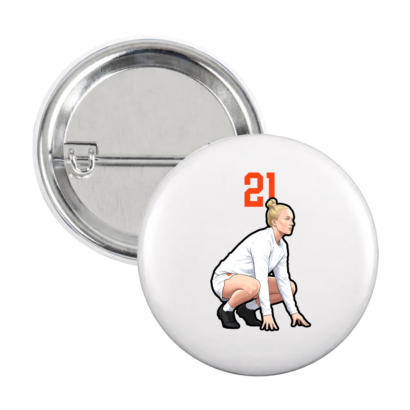 Game Day Button — Number Top in White