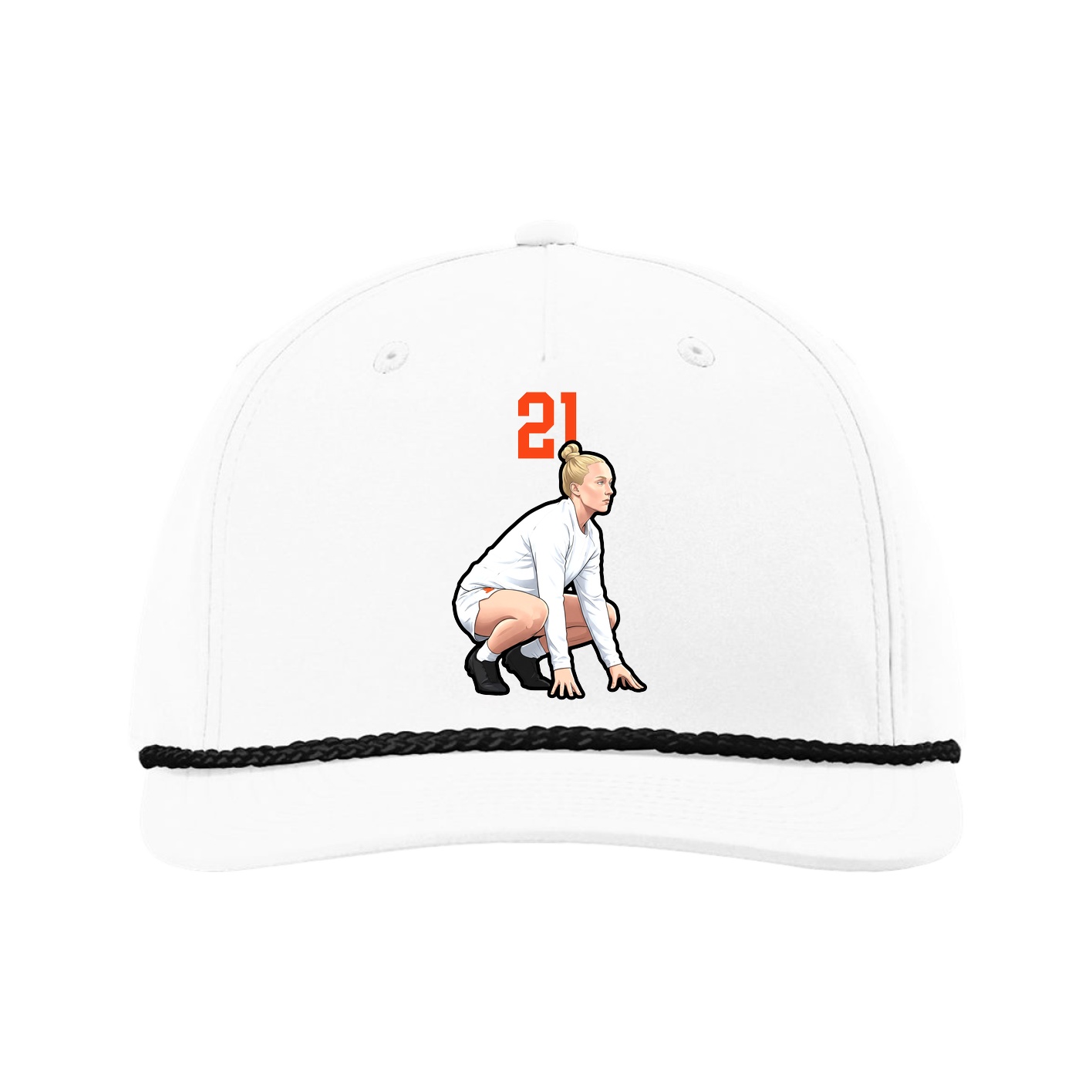 Five-Panel Classic Rope Cap — Number Top in White