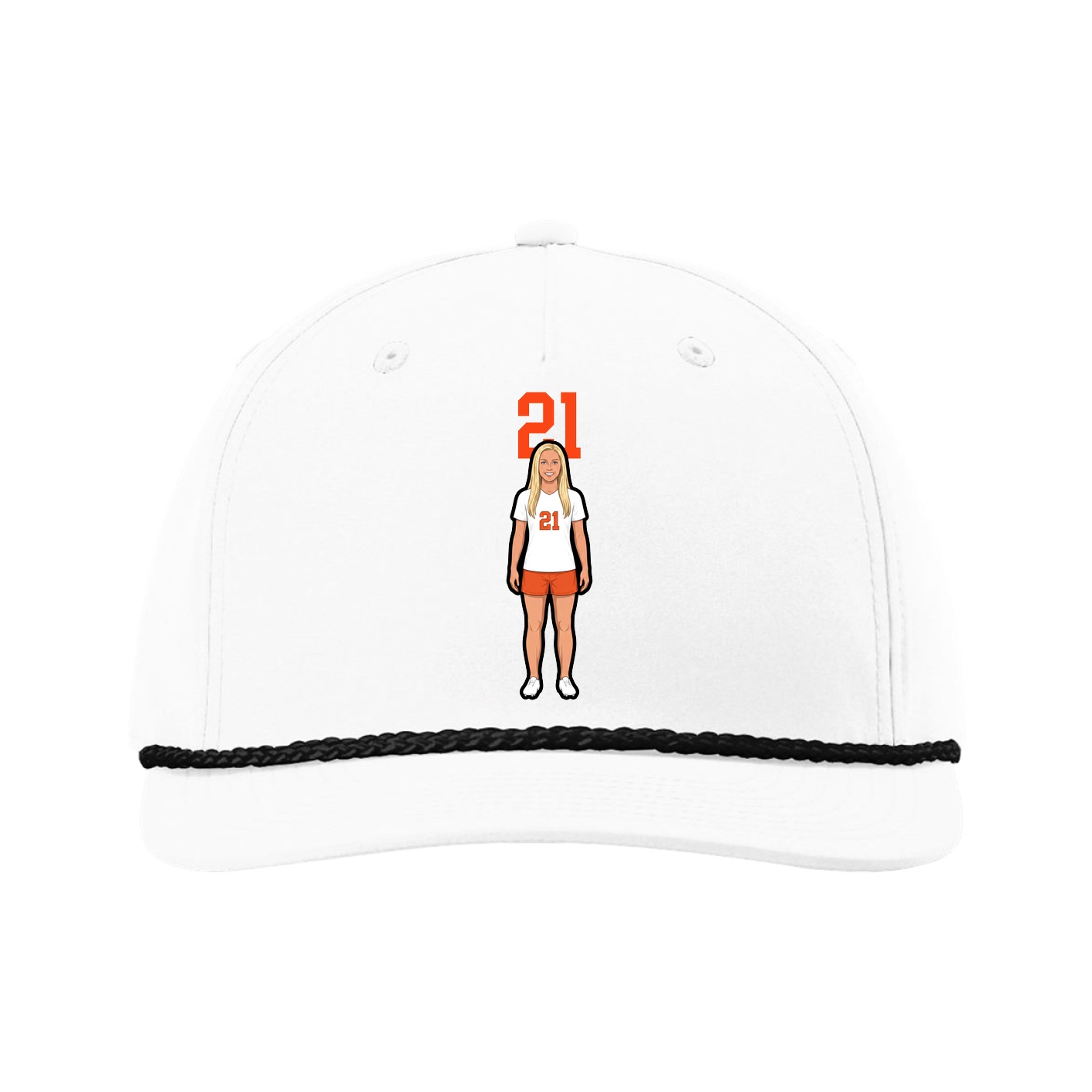 Five-Panel Classic Rope Cap — Number Top in White