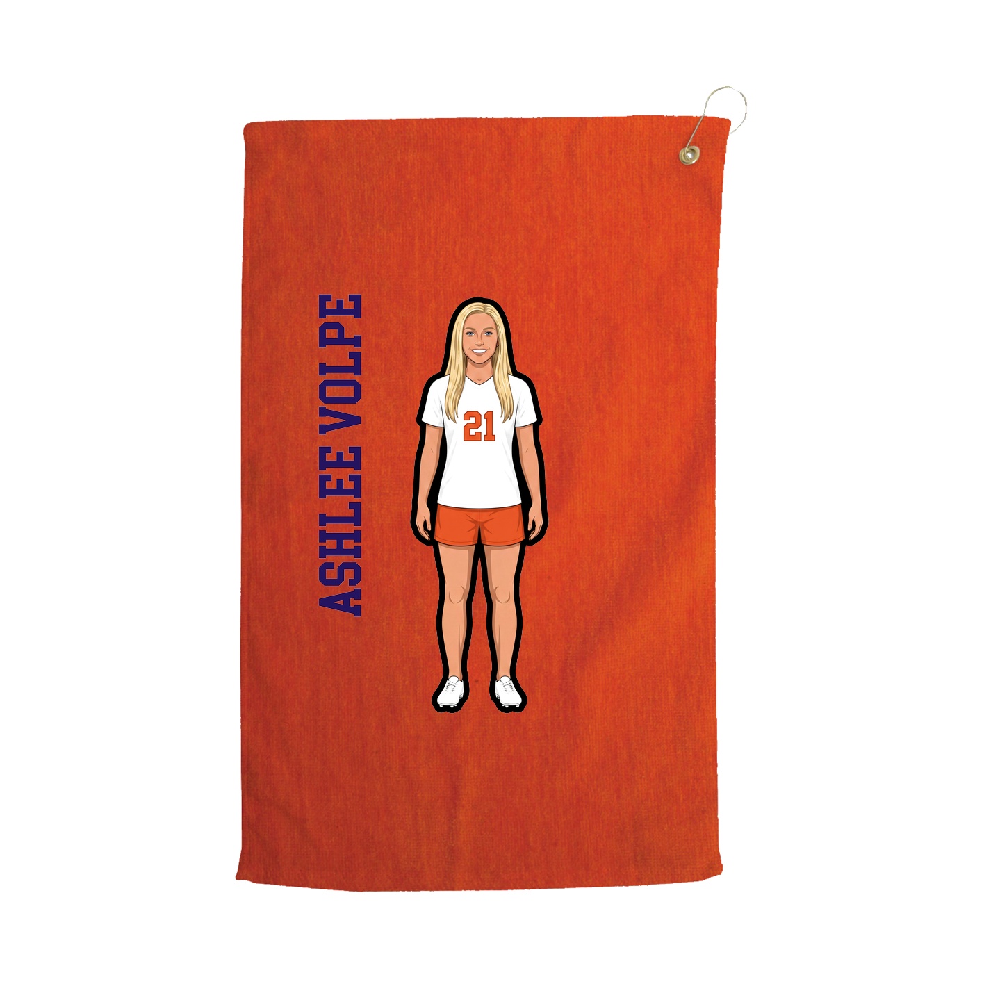 Golf Towel — Name Vertical in Orange