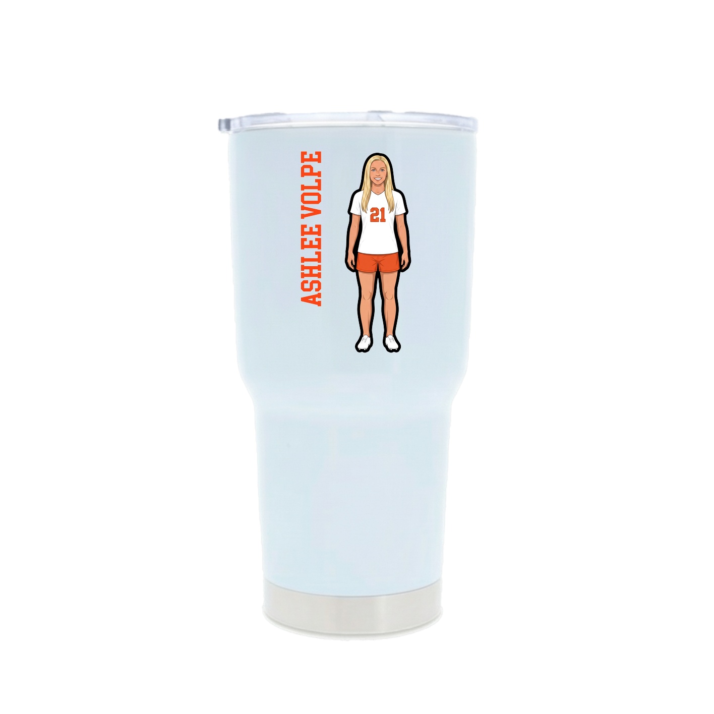 30oz Stainless Steel Tumbler — Name Vertical in White