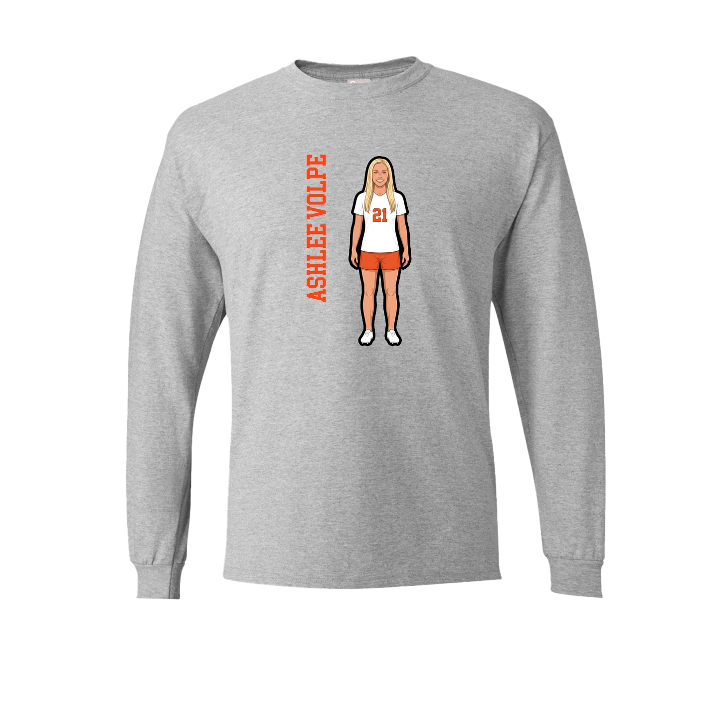 Long Sleeve Tee — Name Vertical in Grey