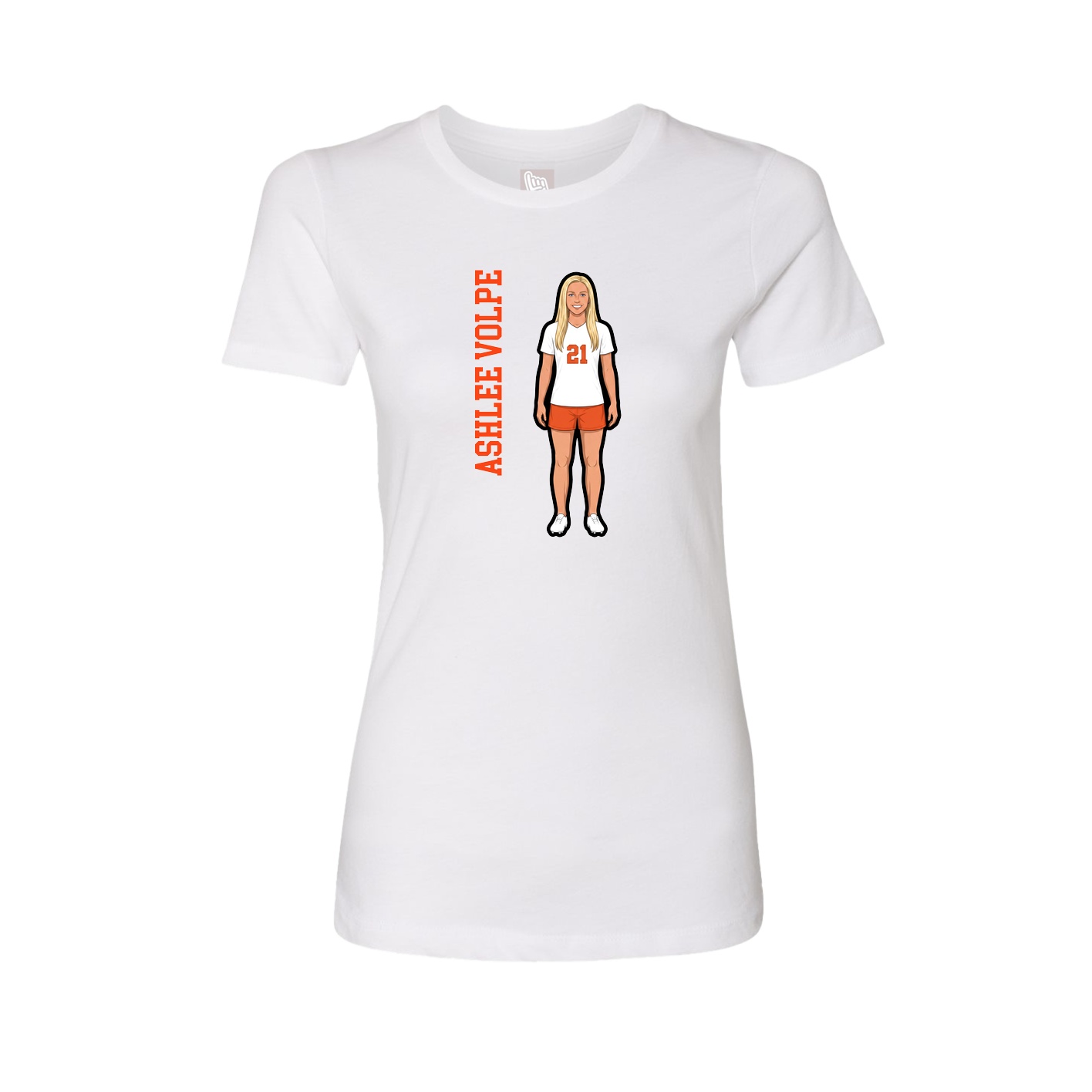 Fitted Women's Tee — Name Vertical in White
