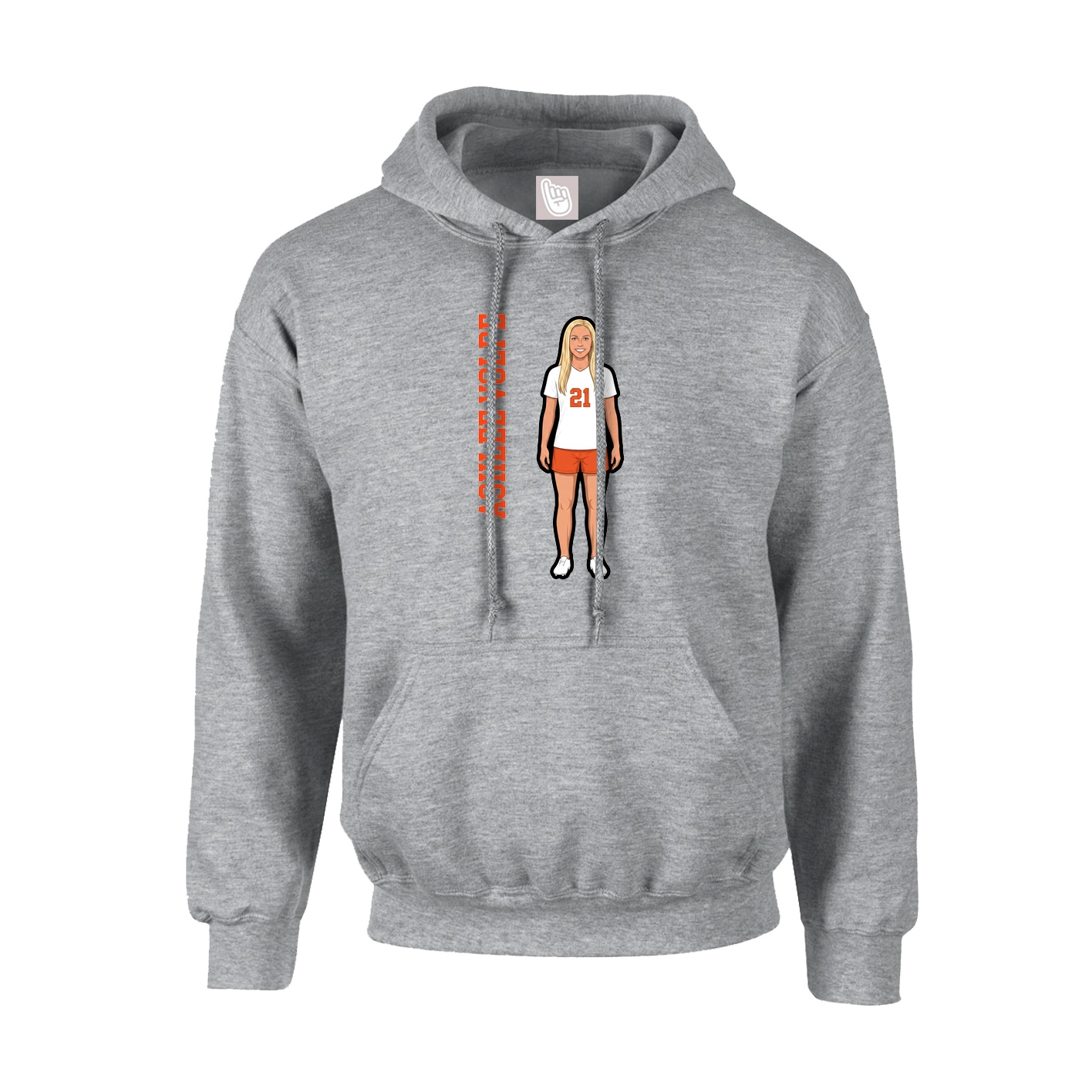 Hoodie — Name Vertical in Grey