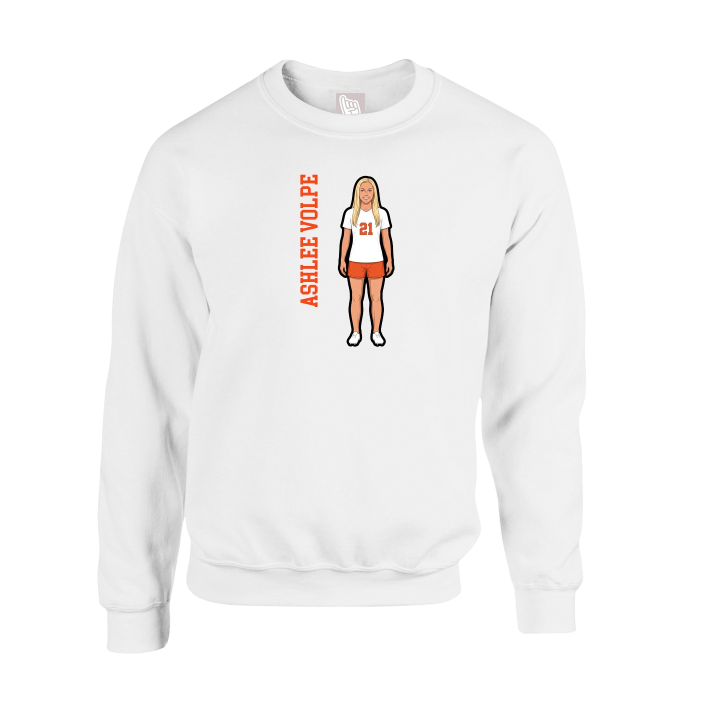 Fleece Crew — Name Vertical in White