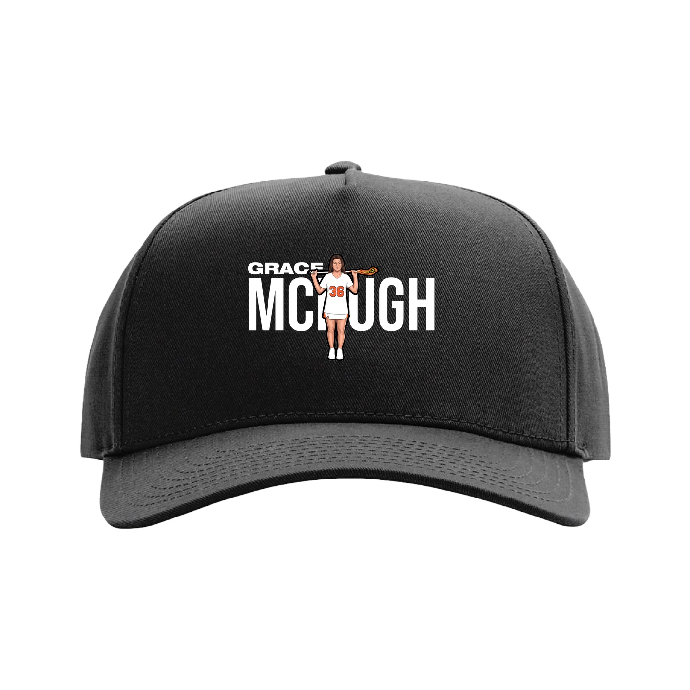 Full Fabric Five-Panel Champ Cap — Player Name in Black