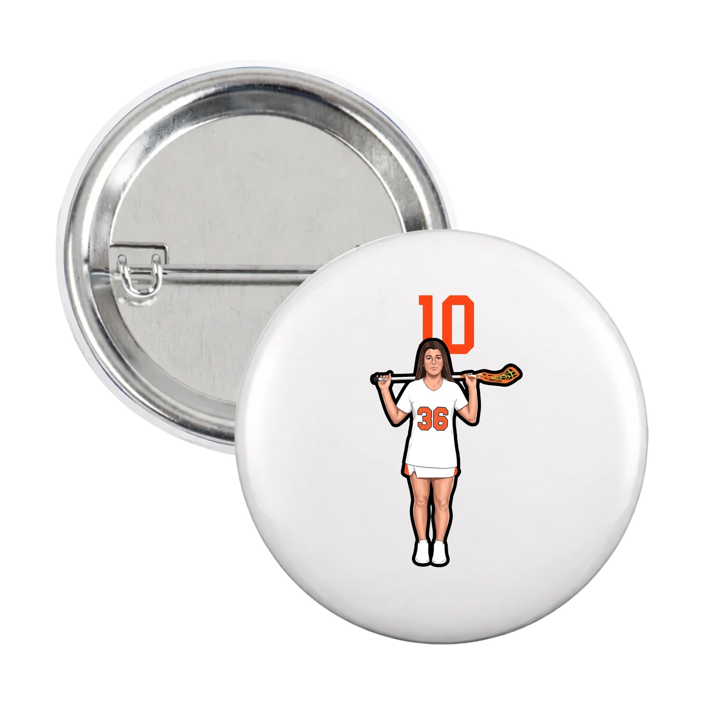 Game Day Button — Number Top in White