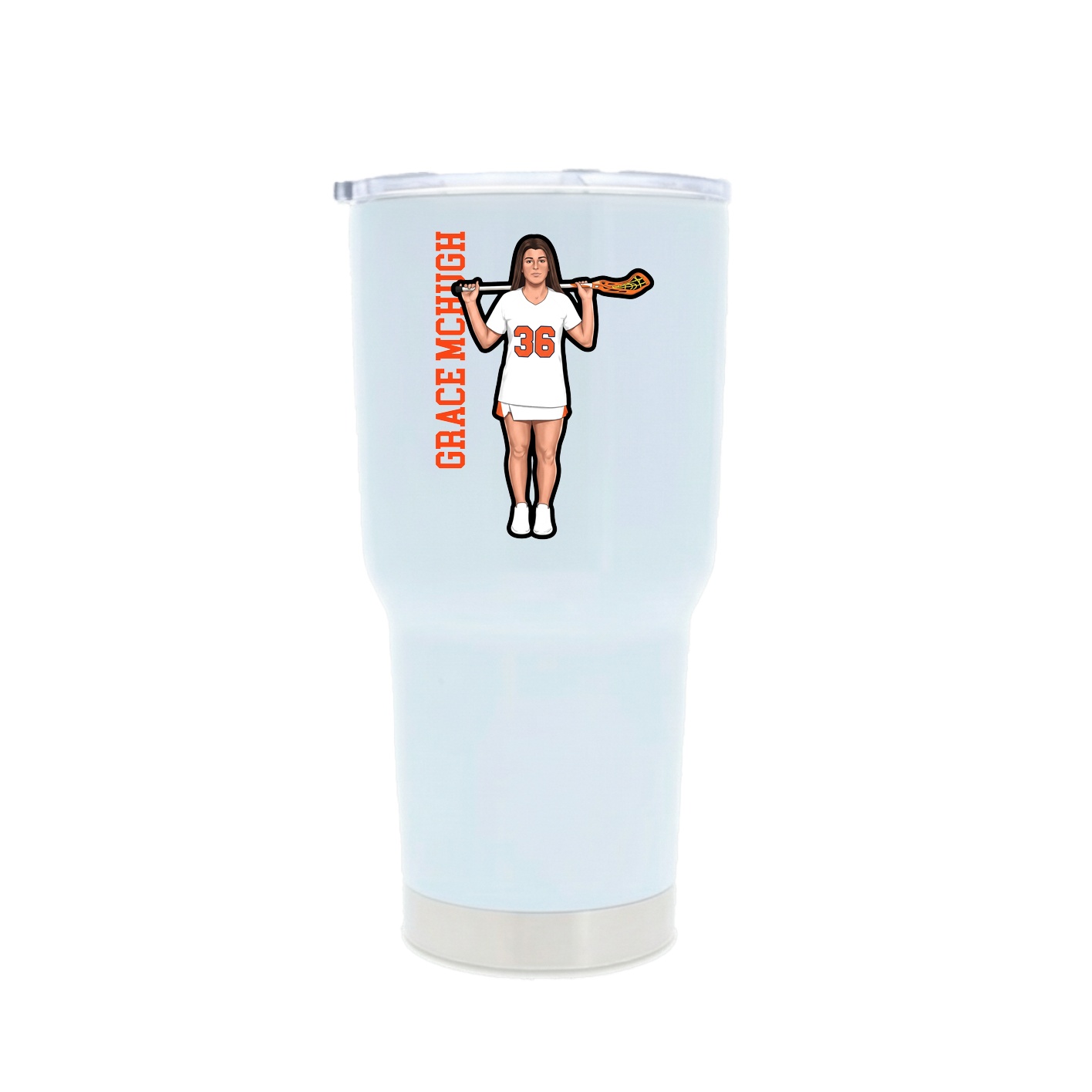 30oz Stainless Steel Tumbler — Name Vertical in White
