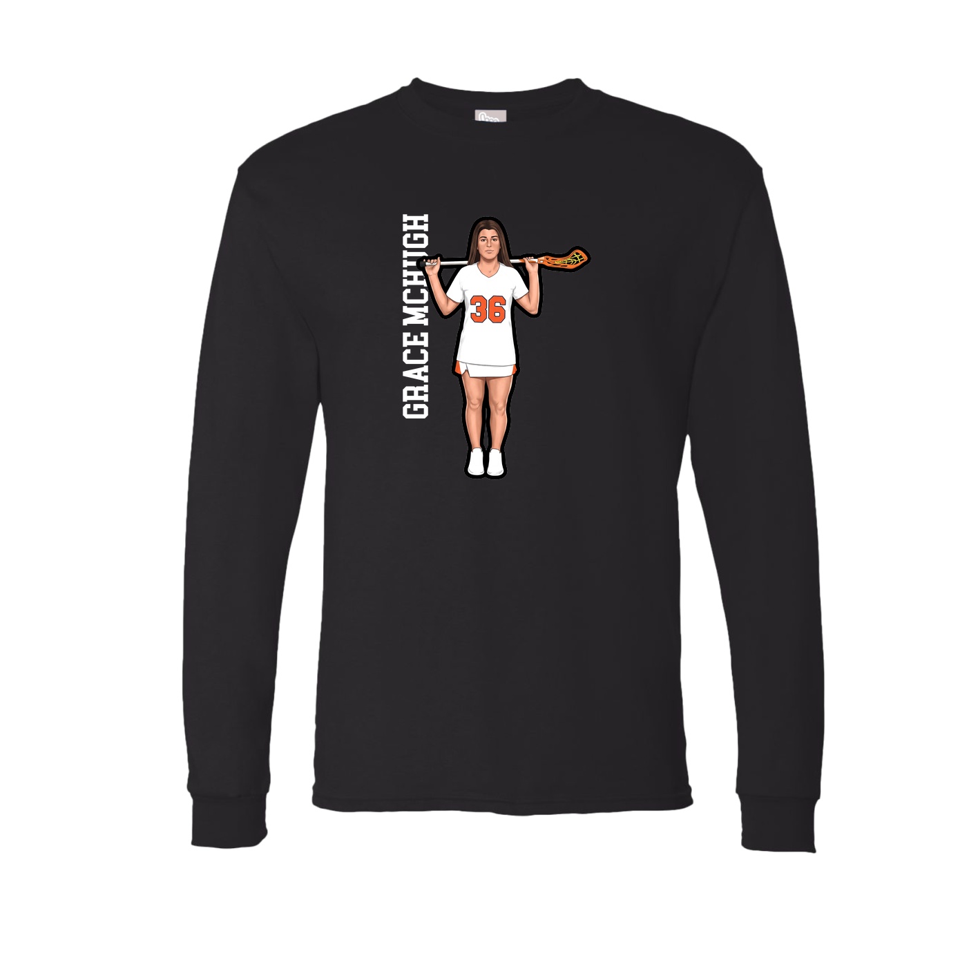 Long Sleeve Tee — Name Vertical in Black