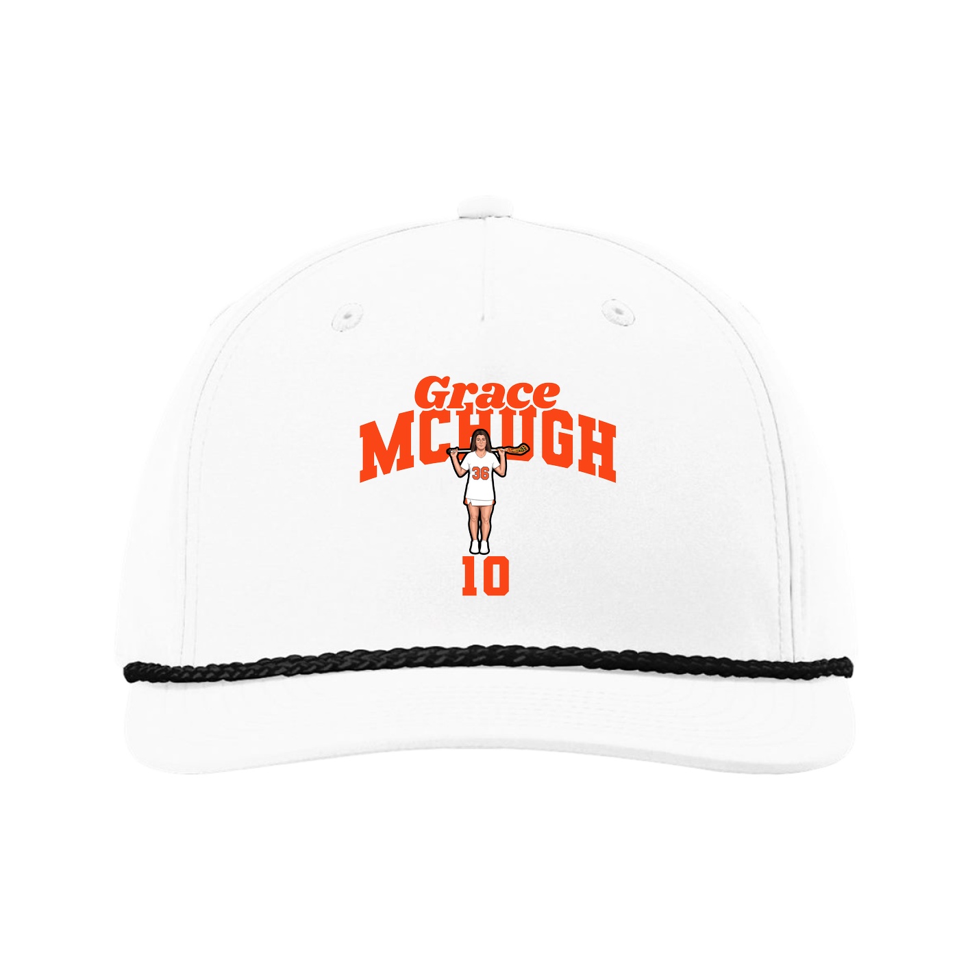 Five-Panel Classic Rope Cap — Signature Arch in White