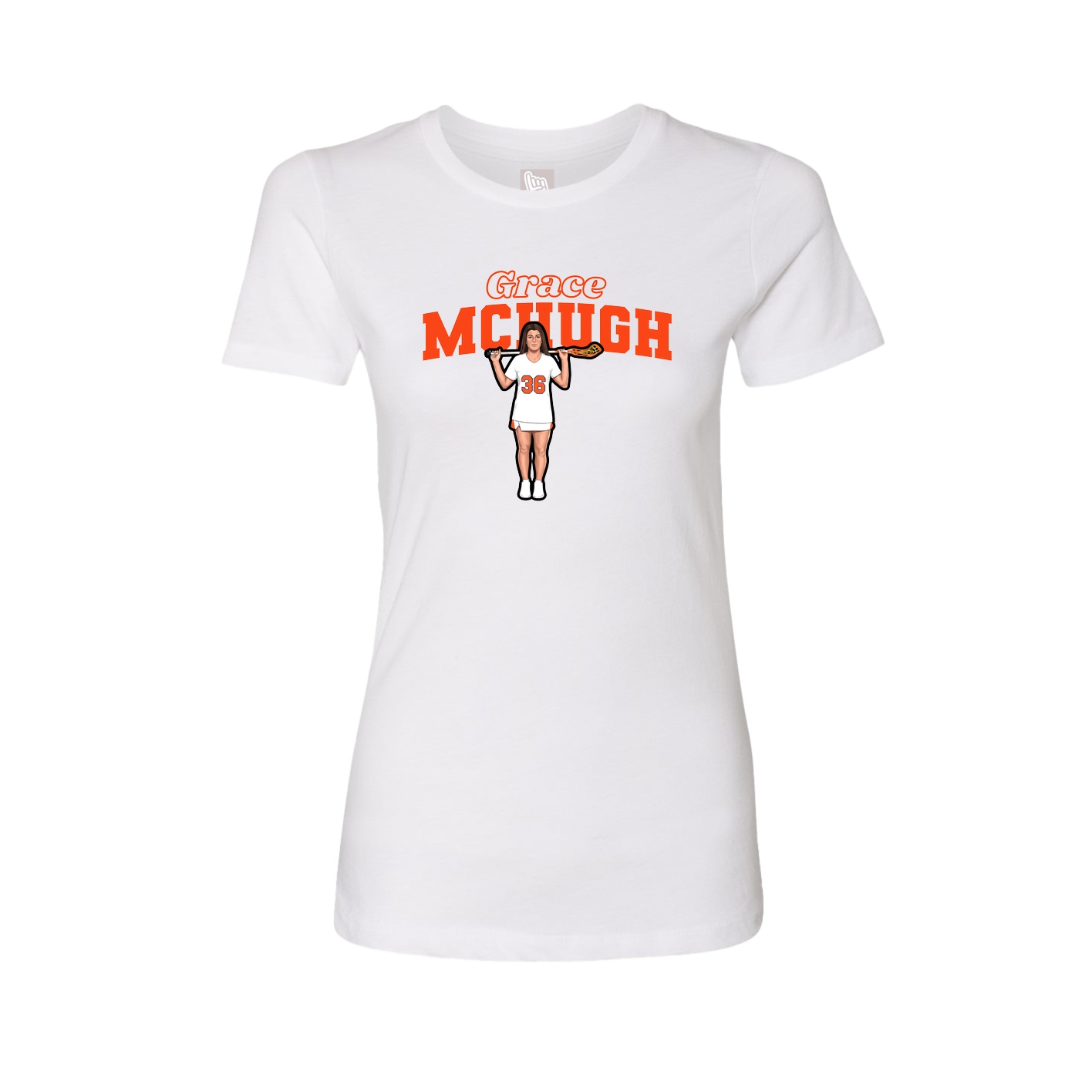 Fitted Women's Tee — Name Arch in White