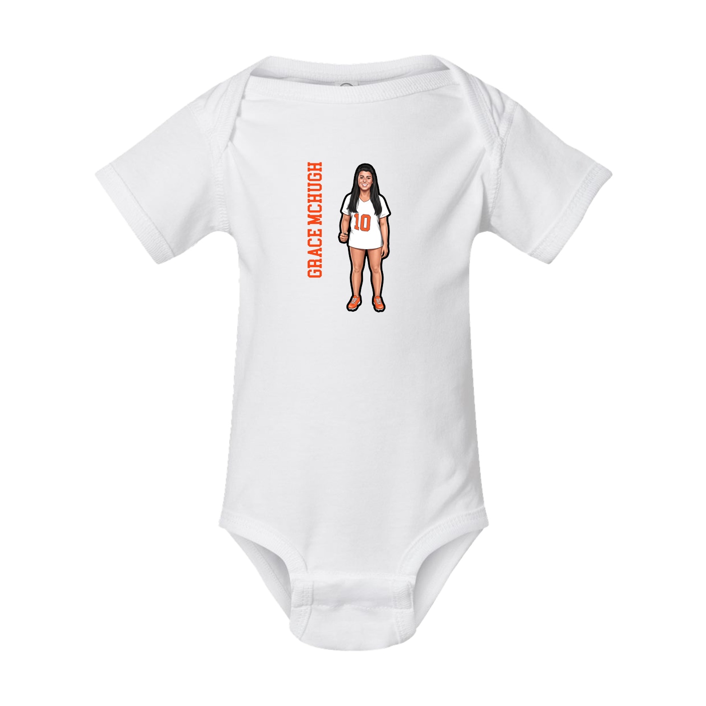 Baby Onesie — Name Vertical in White