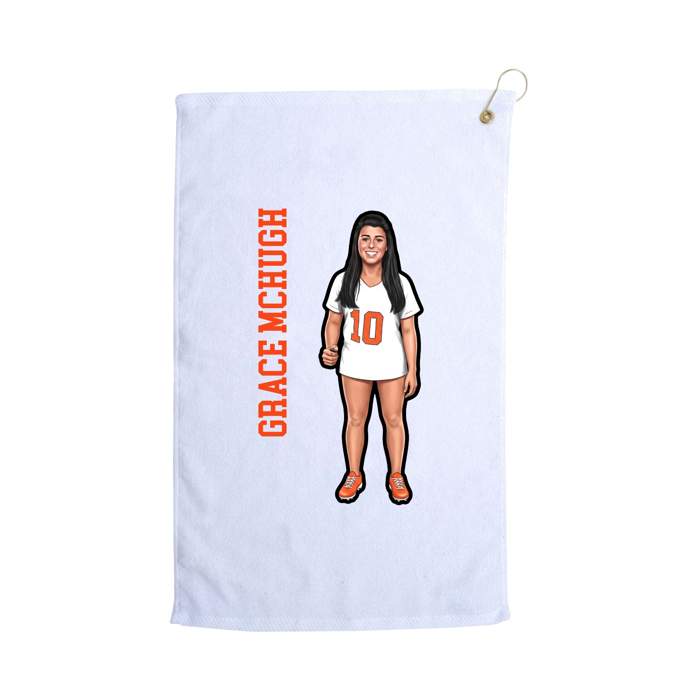 Golf Towel — Name Vertical in White