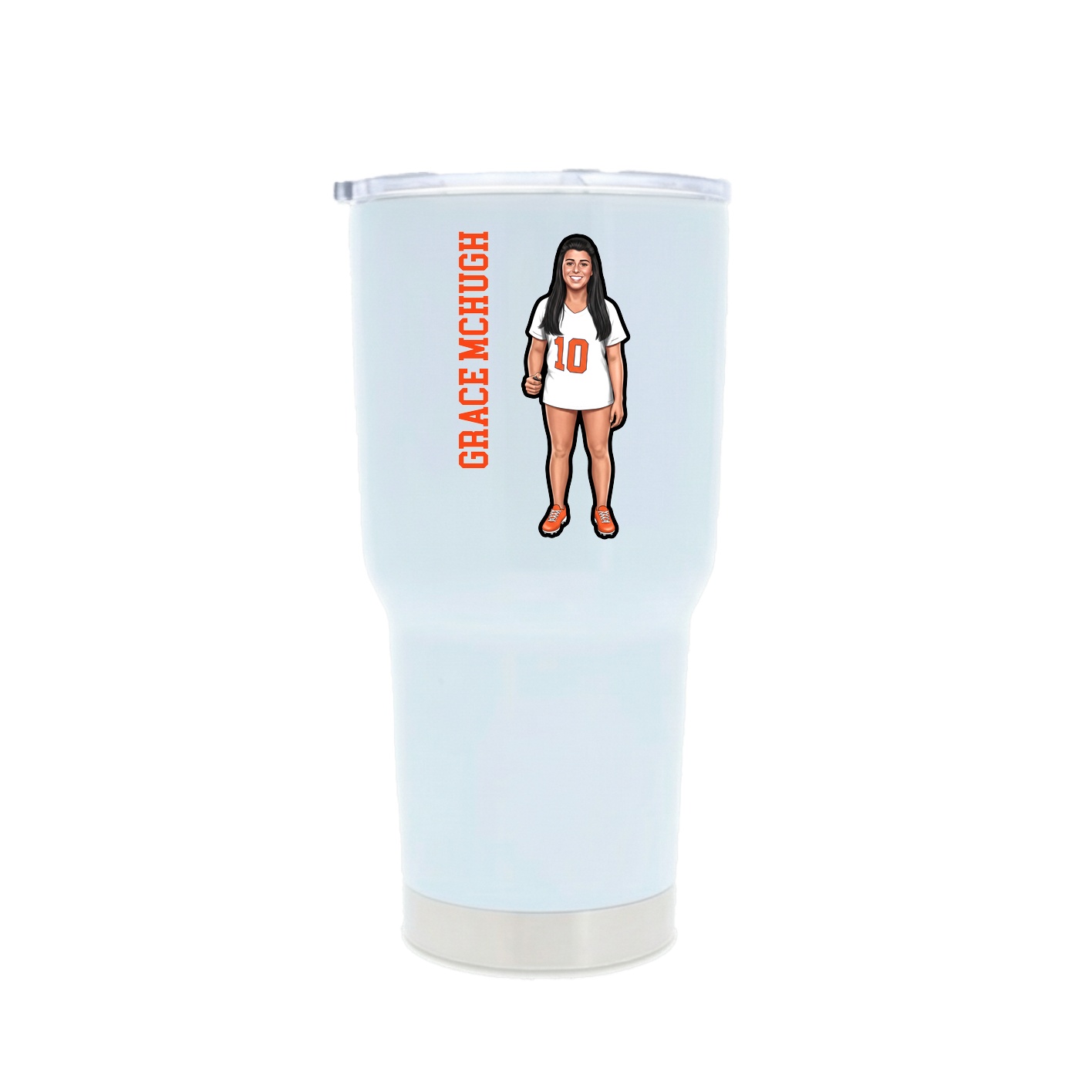30oz Stainless Steel Tumbler — Name Vertical in White