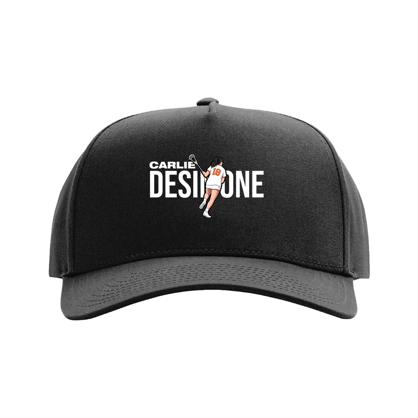 Full Fabric Five-Panel Champ Cap — Player Name in Black
