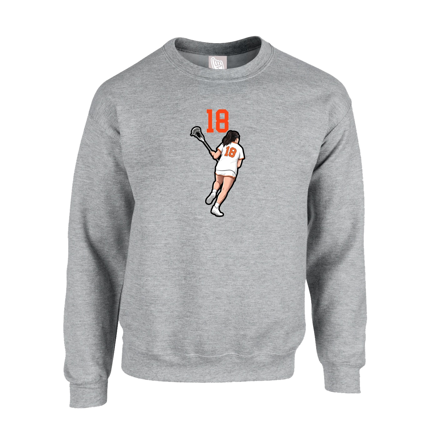 Fleece Crew — Number Top in Grey
