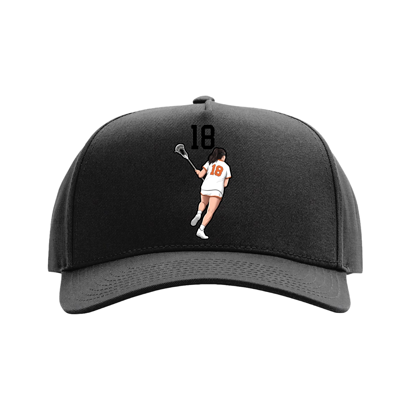 Full Fabric Five-Panel Champ Cap — Number Top in Black