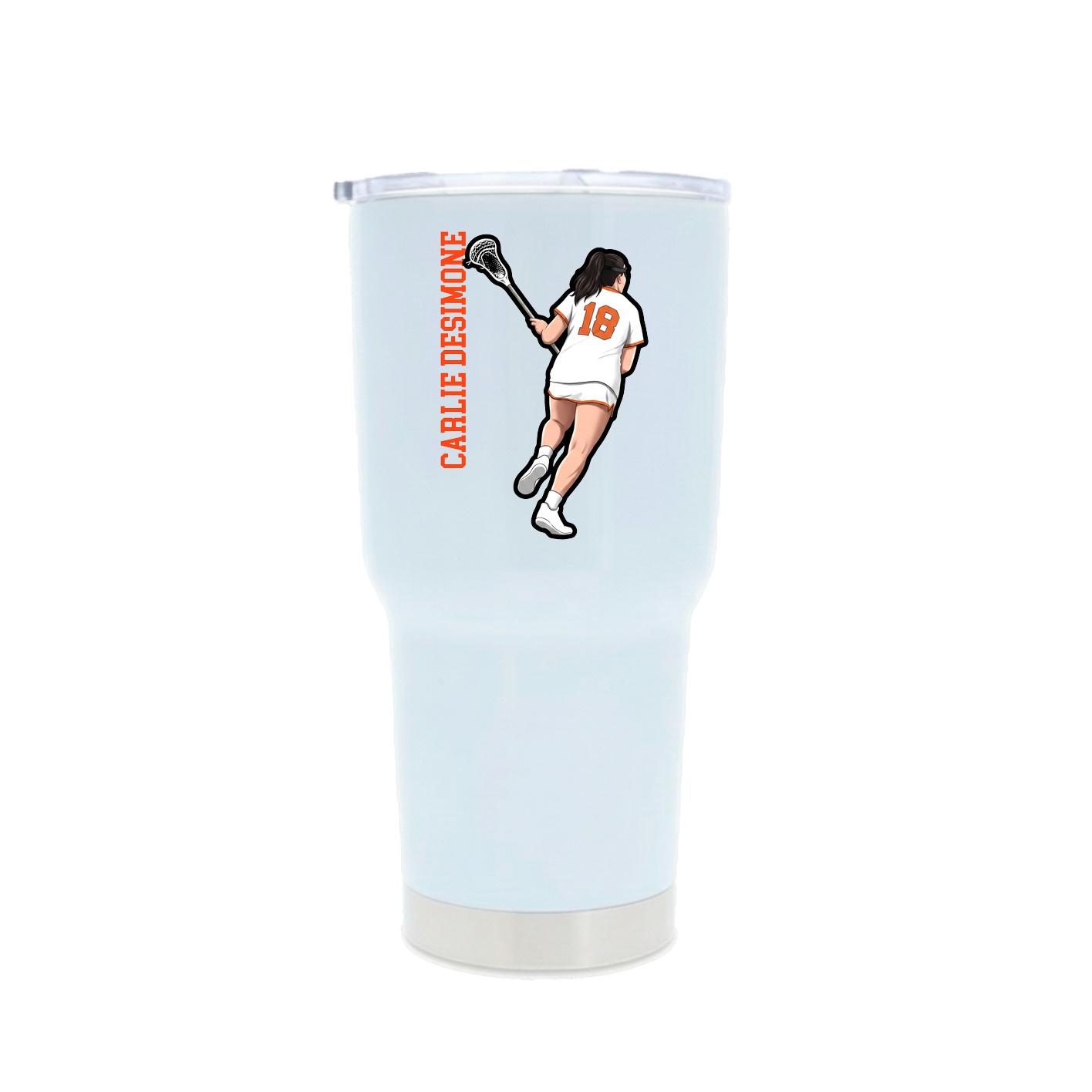 30oz Stainless Steel Tumbler — Name Vertical in White