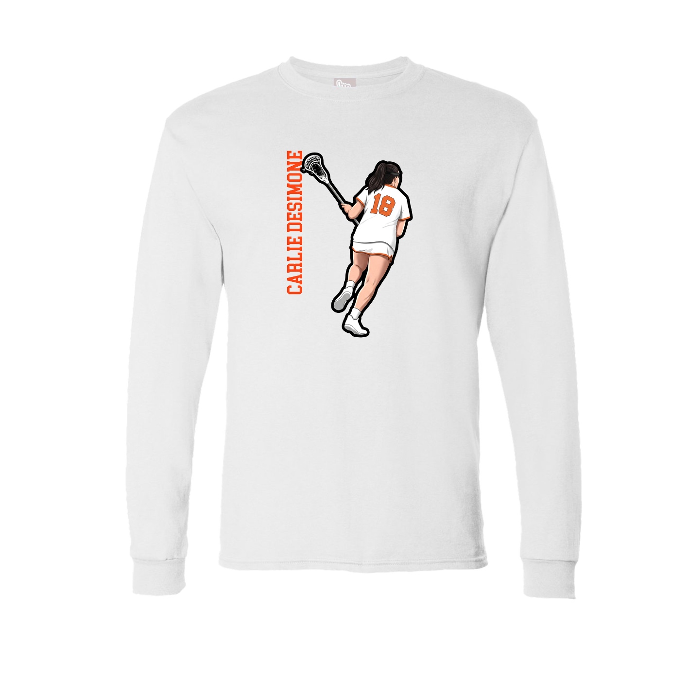Long Sleeve Tee — Name Vertical in White