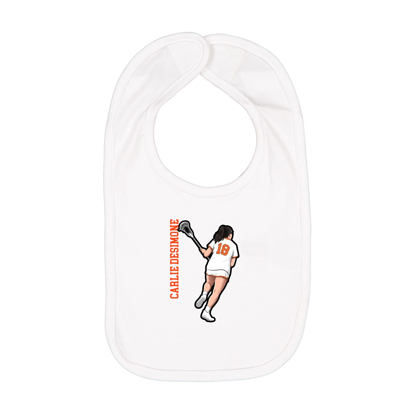 Infant Bib — Name Vertical in White