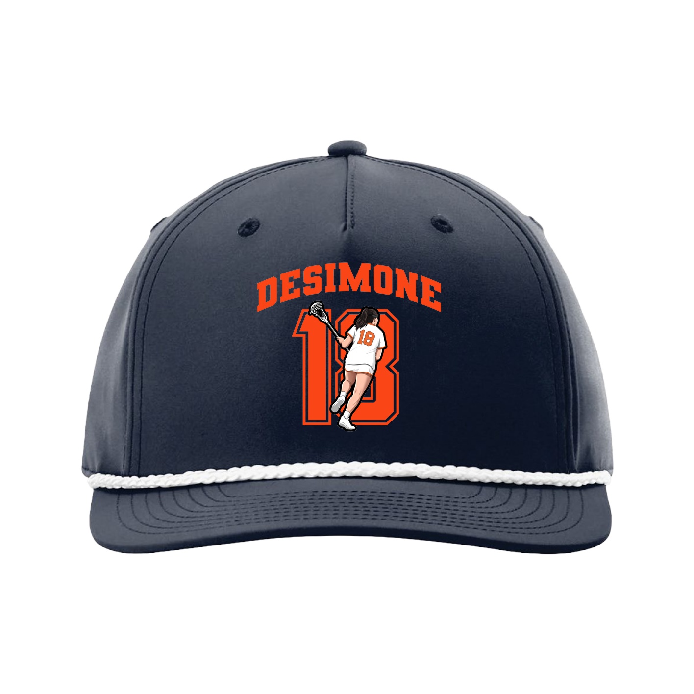Five-Panel Classic Rope Cap — Number in Navy