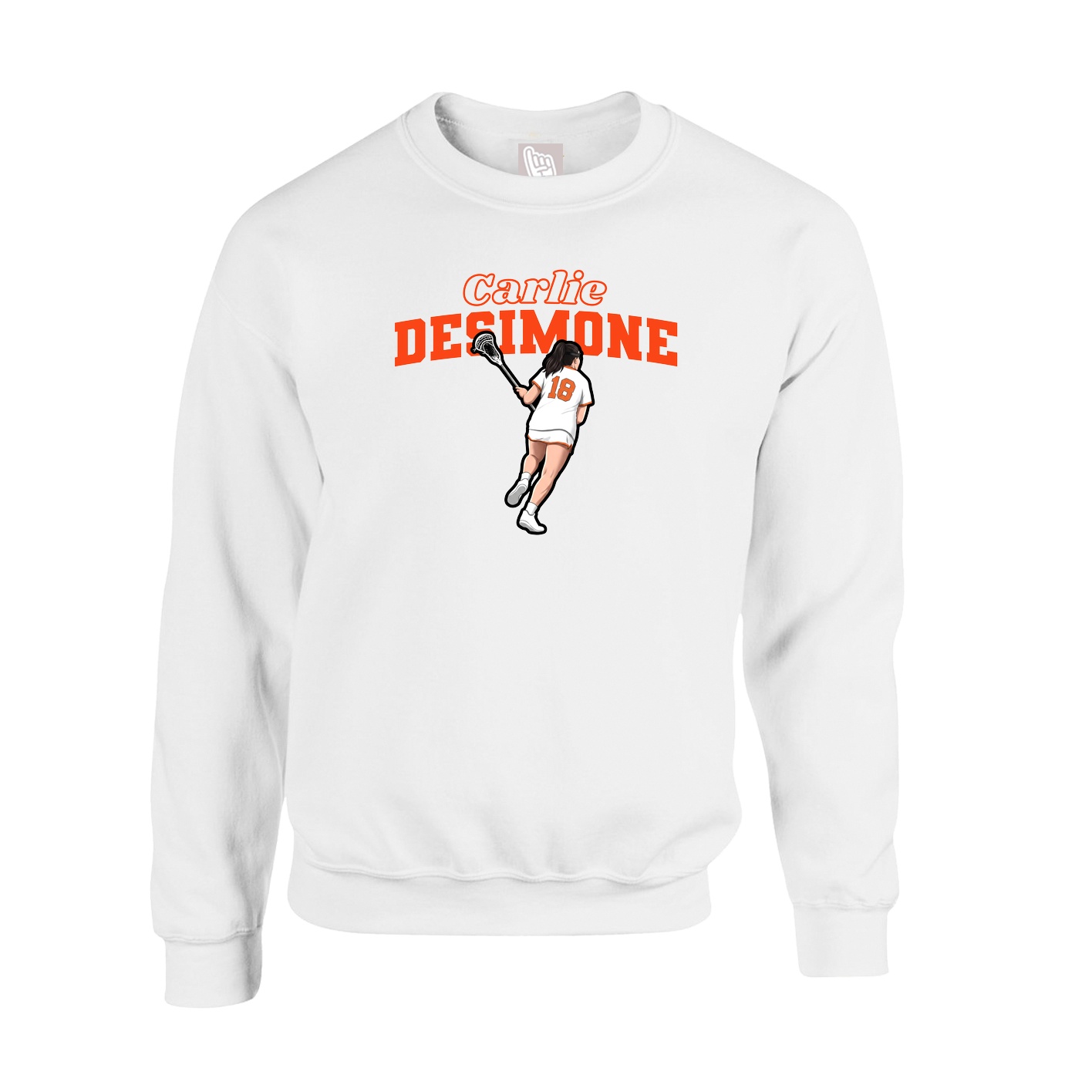 Fleece Crew — Name Arch in White