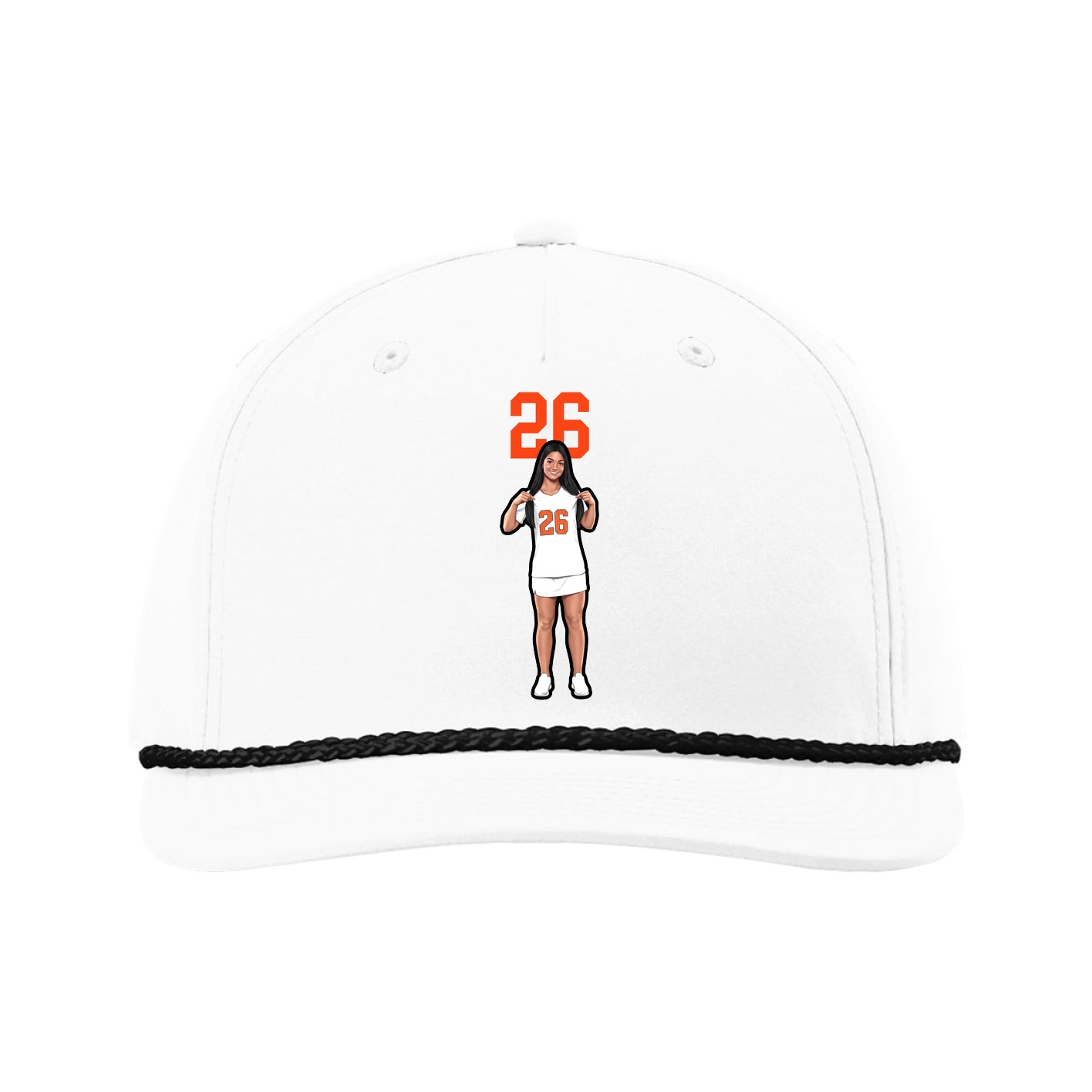 Five-Panel Classic Rope Cap — Number Top in White