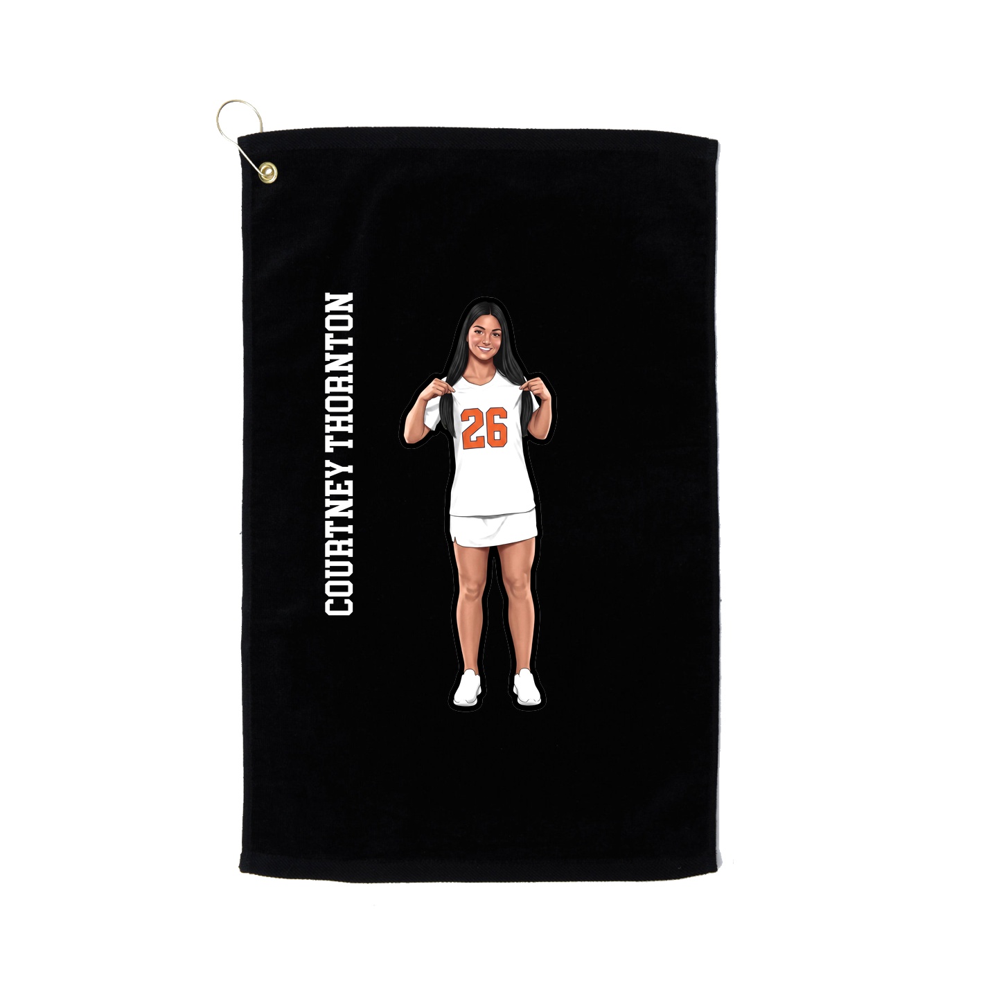 Golf Towel — Name Vertical in Black