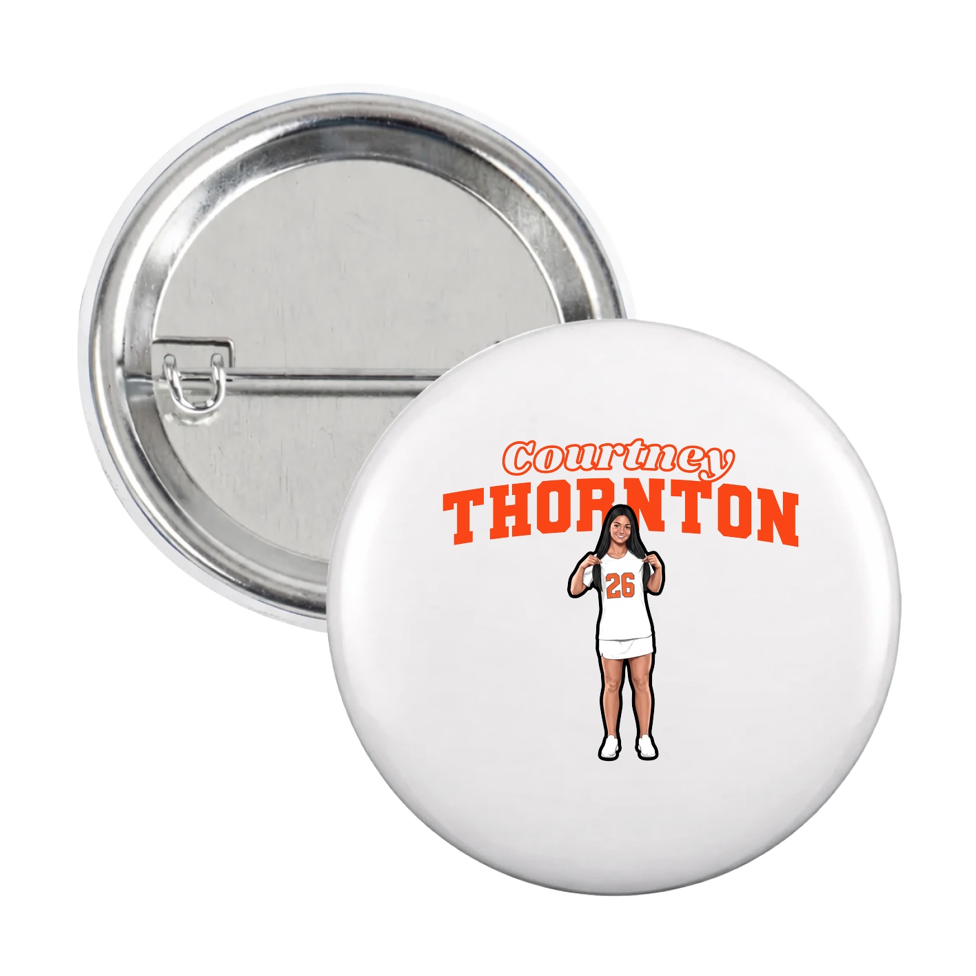Game Day Button — Name Arch in White