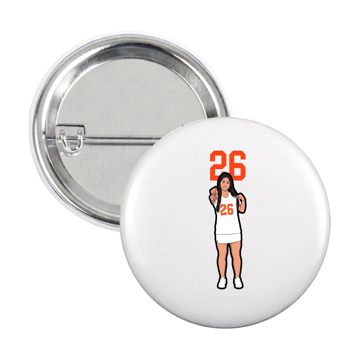 Game Day Button — Number Top in White