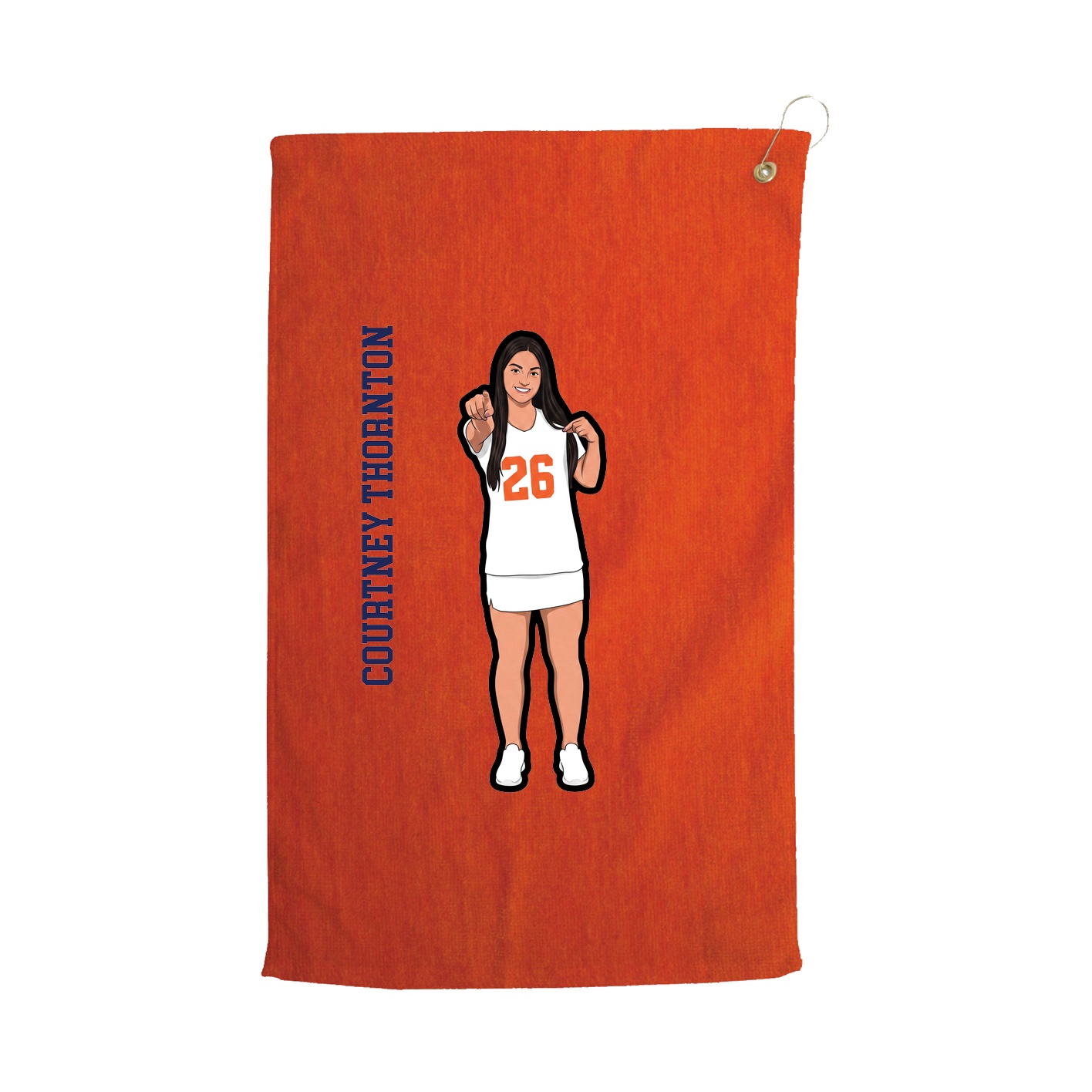 Golf Towel — Name Vertical in Orange