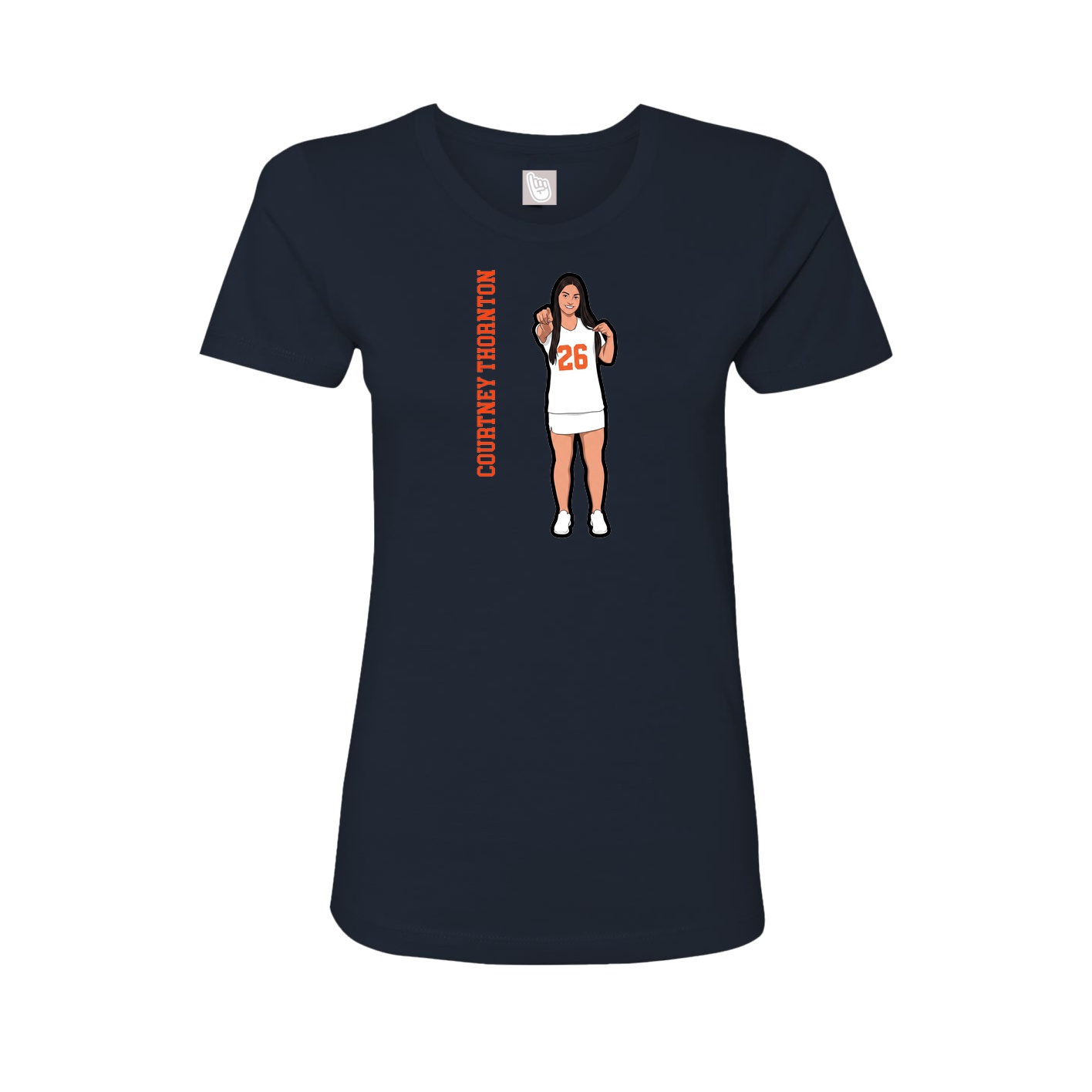 Fitted Women's Tee — Name Vertical in Navy
