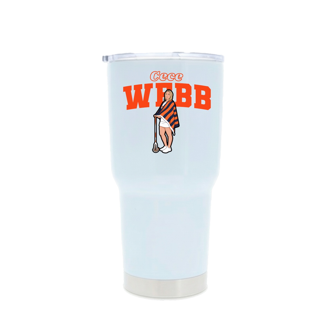 30oz Stainless Steel Tumbler — Name Arch in White