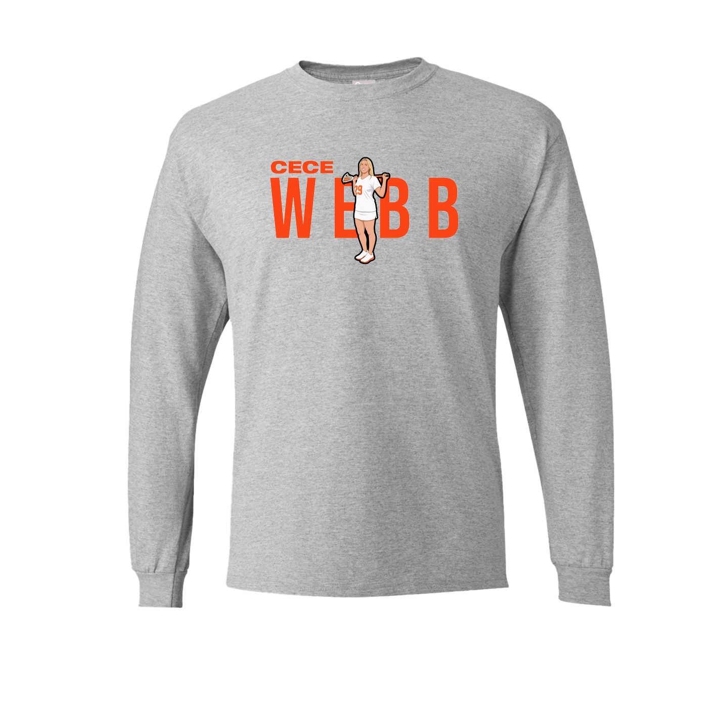 Long Sleeve Tee — Player Name in Grey