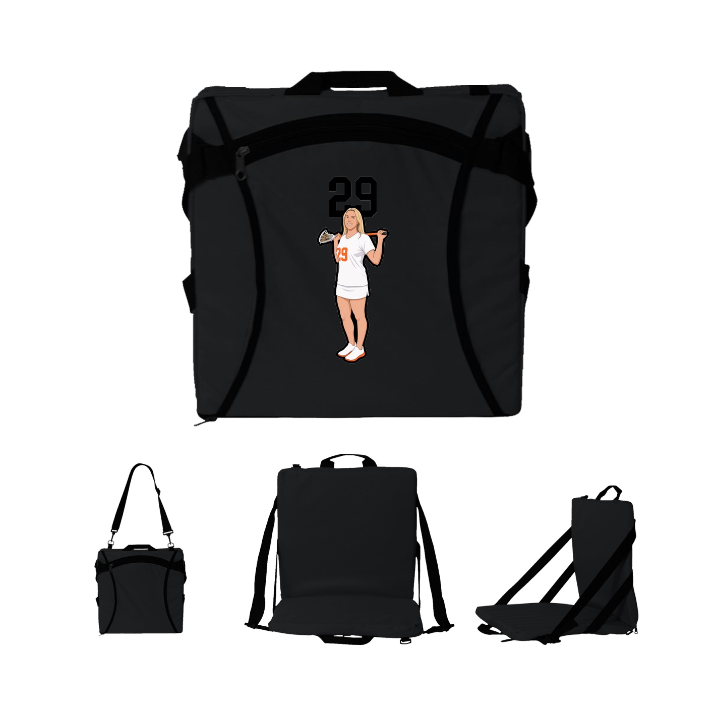 Folding Stadium Seat — Number Top in Black